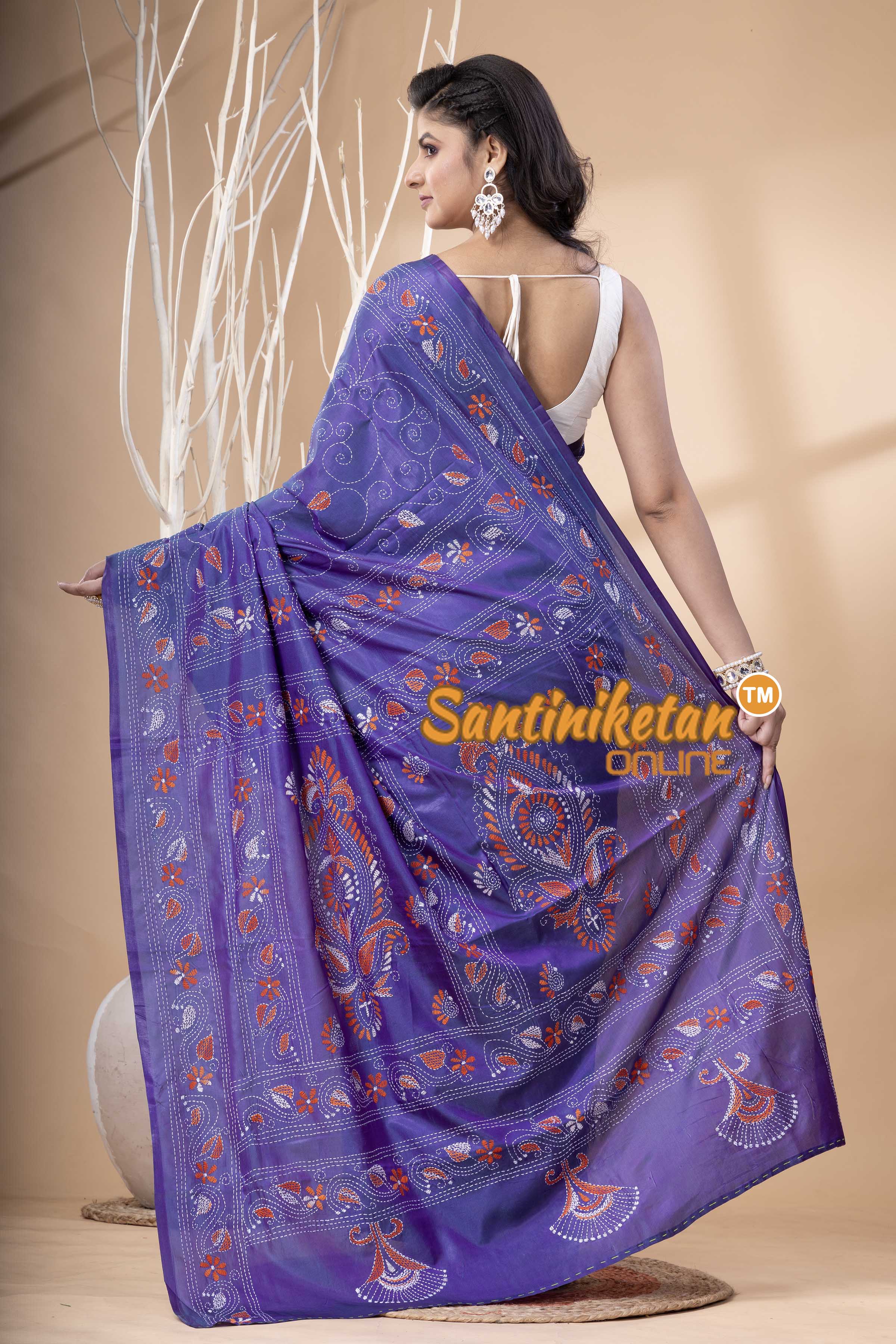 Bangalore Silk Kantha Stitch Saree SN202523791