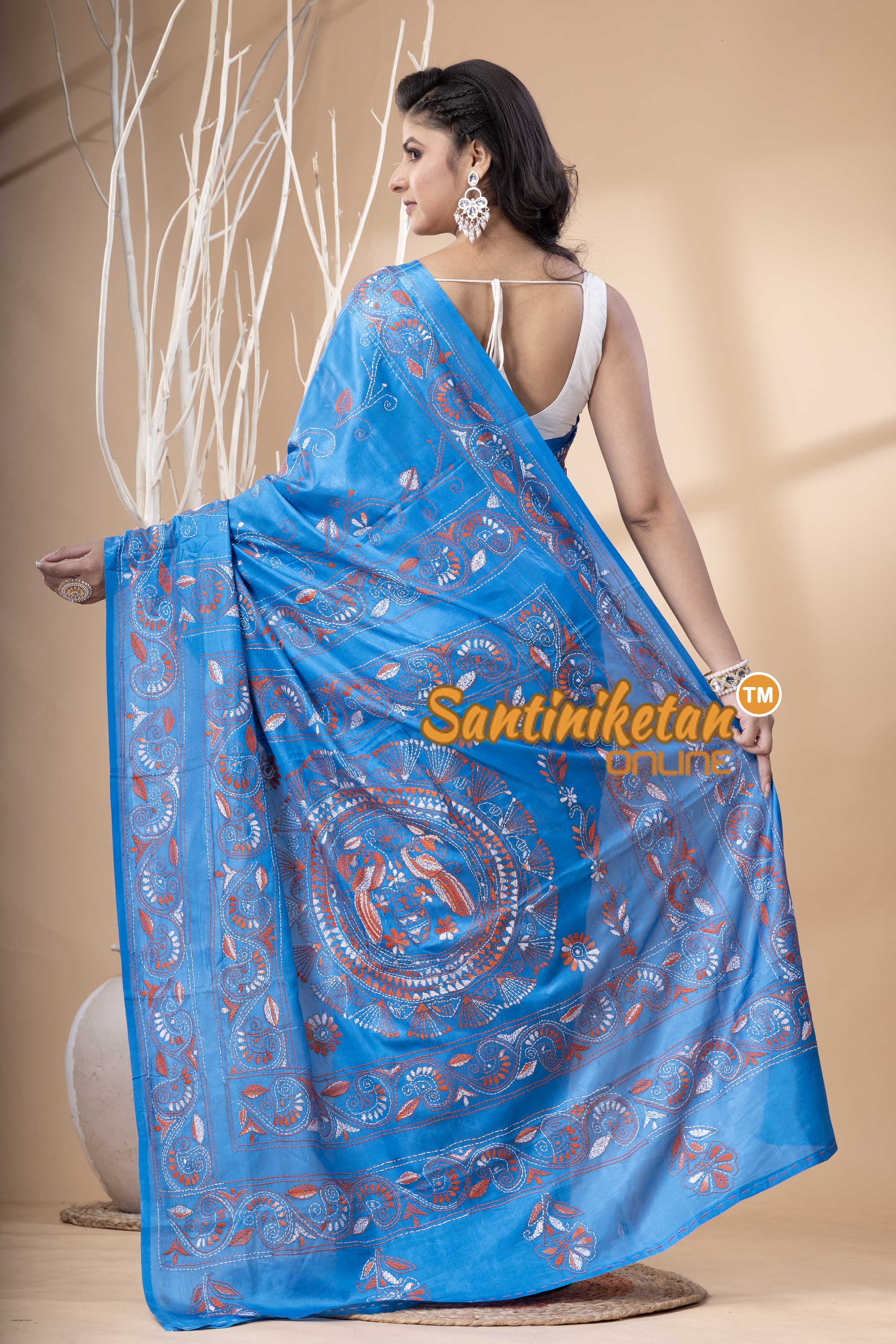 Bangalore Silk Kantha Stitch Saree SN202523797