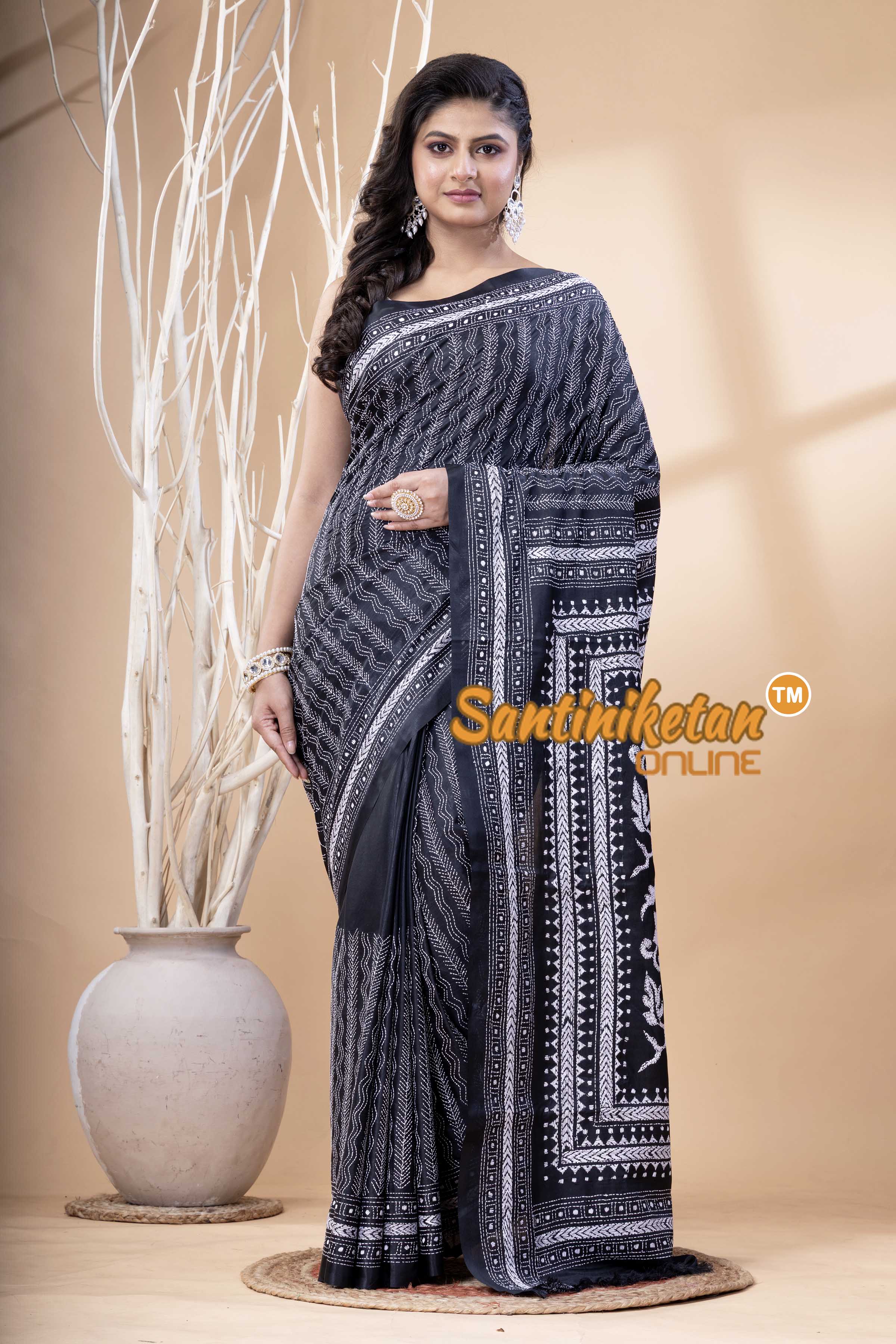 Bangalore Silk Kantha Stitch Saree SN202523833