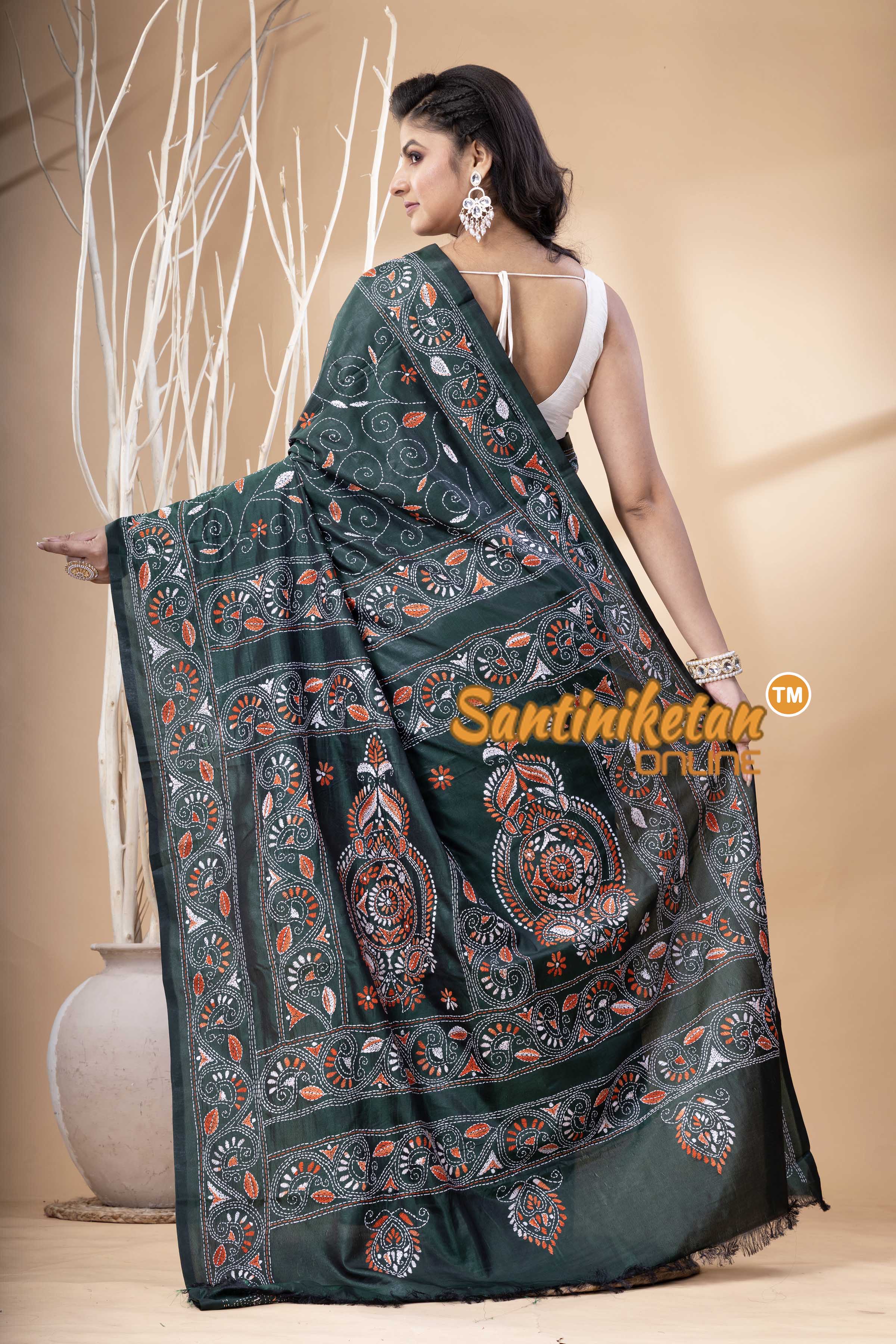 Bangalore Silk Kantha Stitch Saree SN202523845