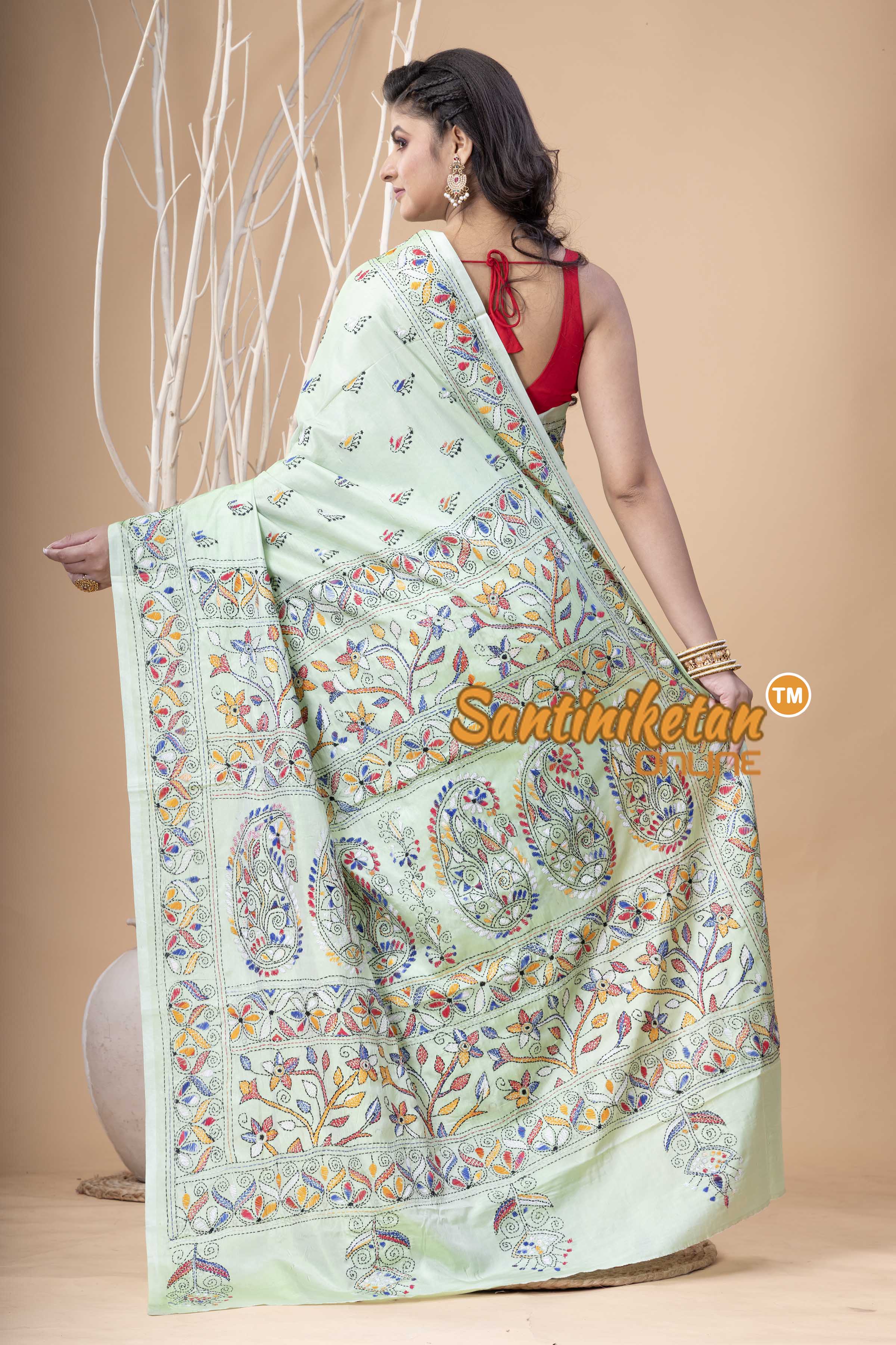 Bangalore Silk Kantha Stitch Saree SN202524029
