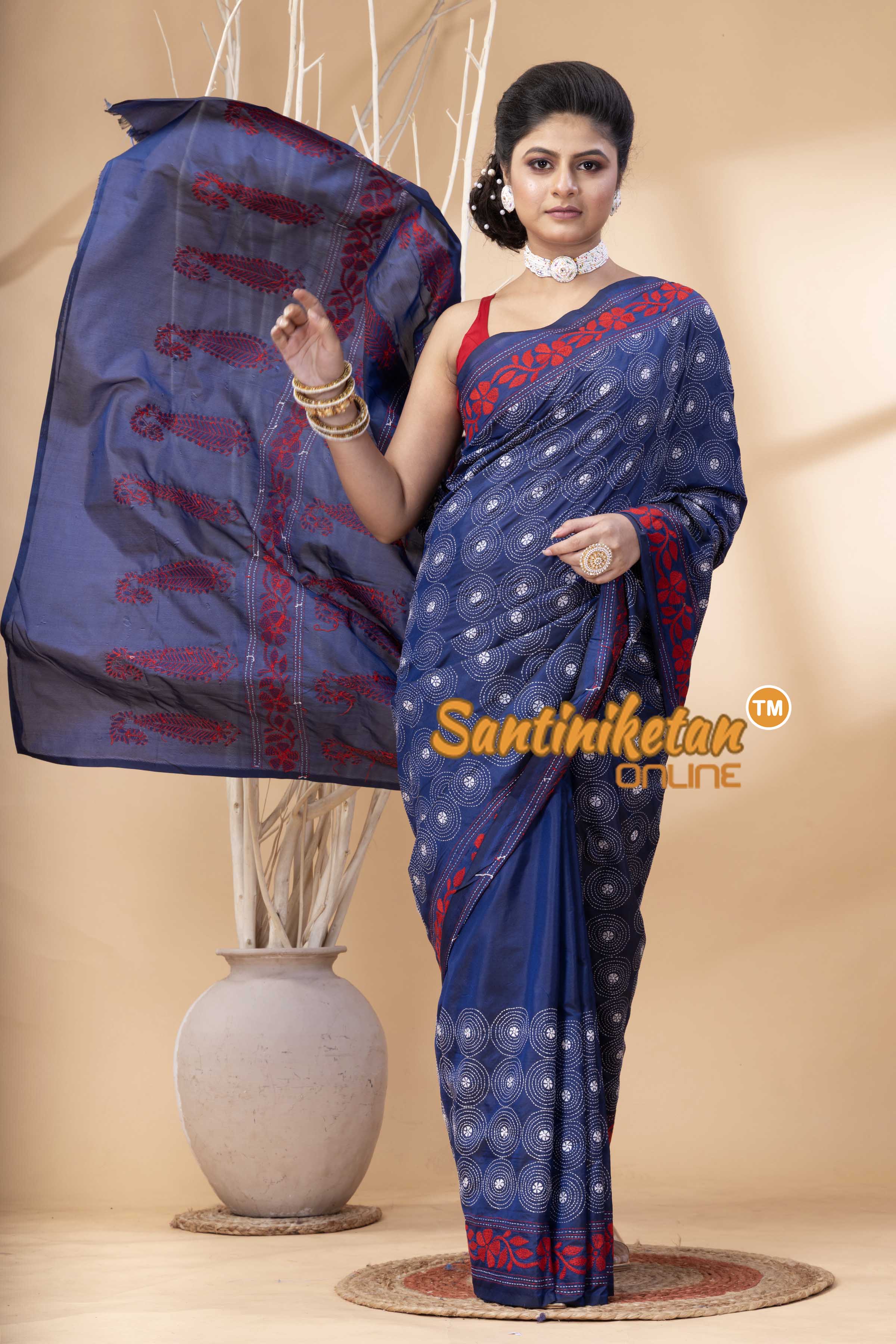 Bangalore Silk Kantha Stitch Saree SN202524135