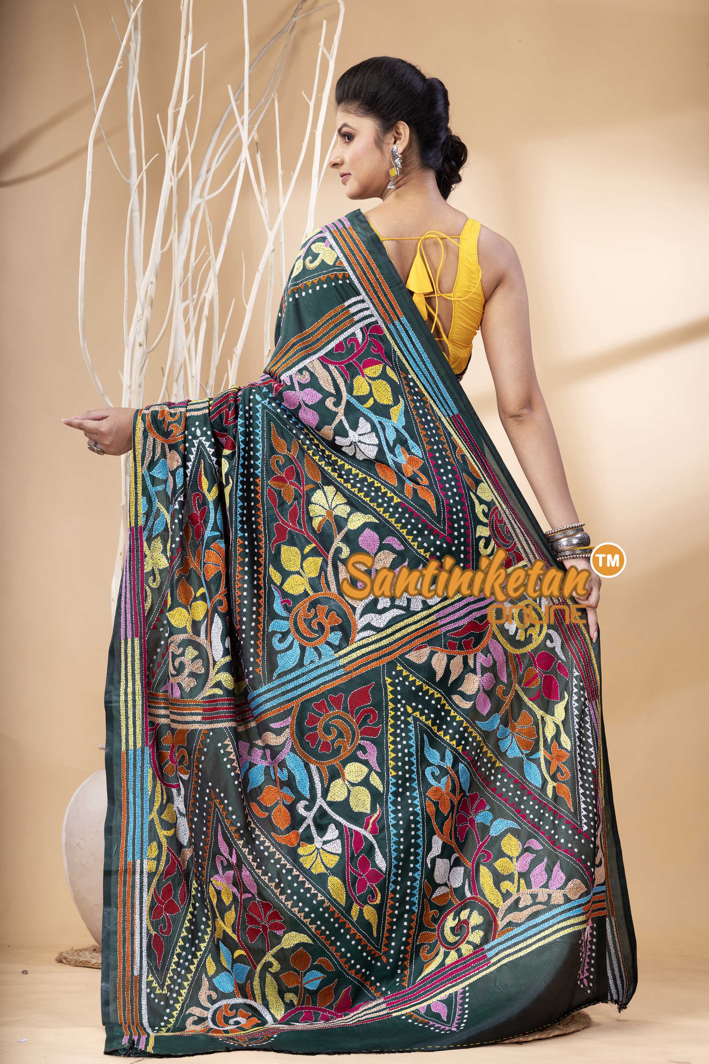 Bangalore Silk Kantha Stitch Saree SN202524245