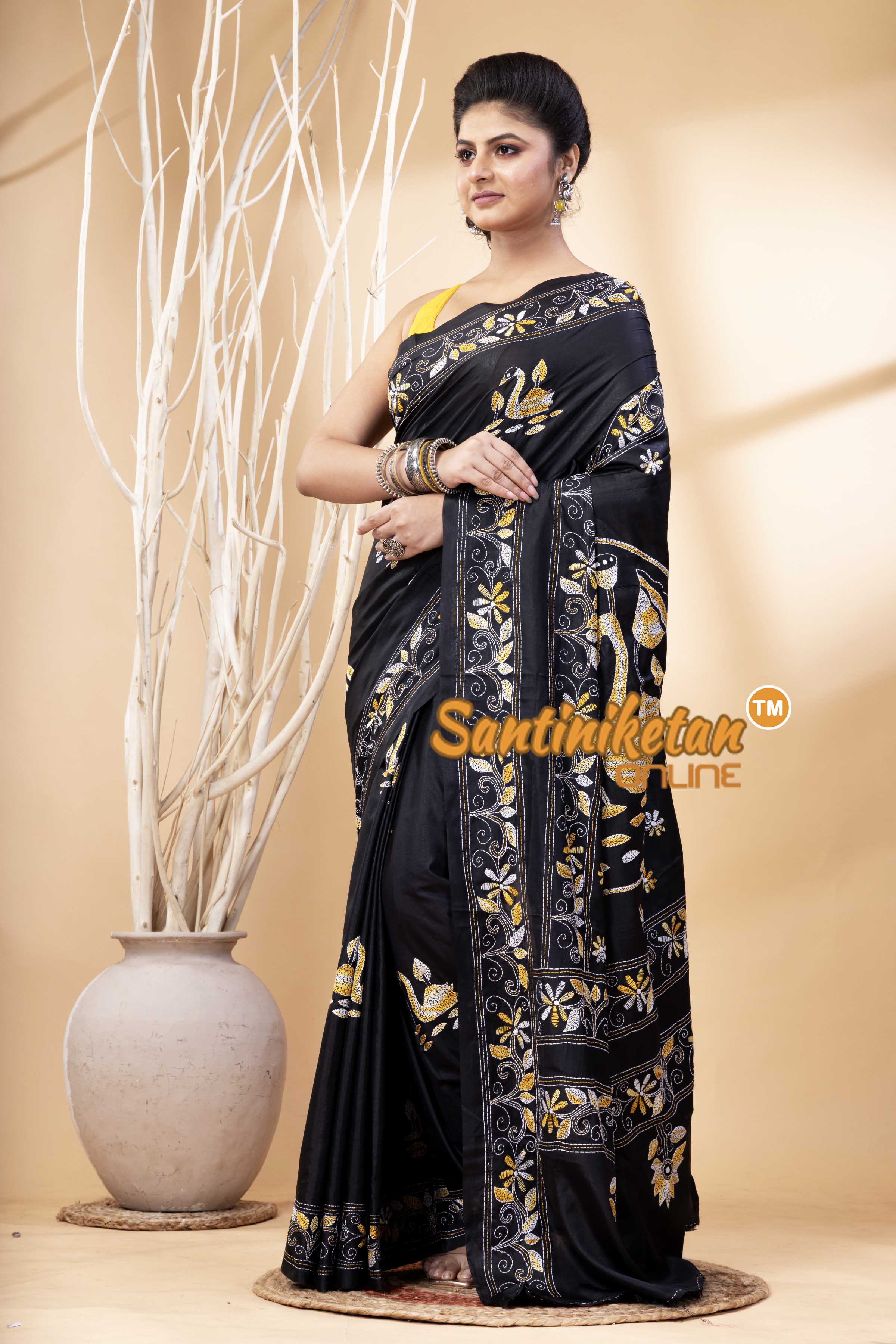 Bangalore Silk Kantha Stitch Saree SN202524251