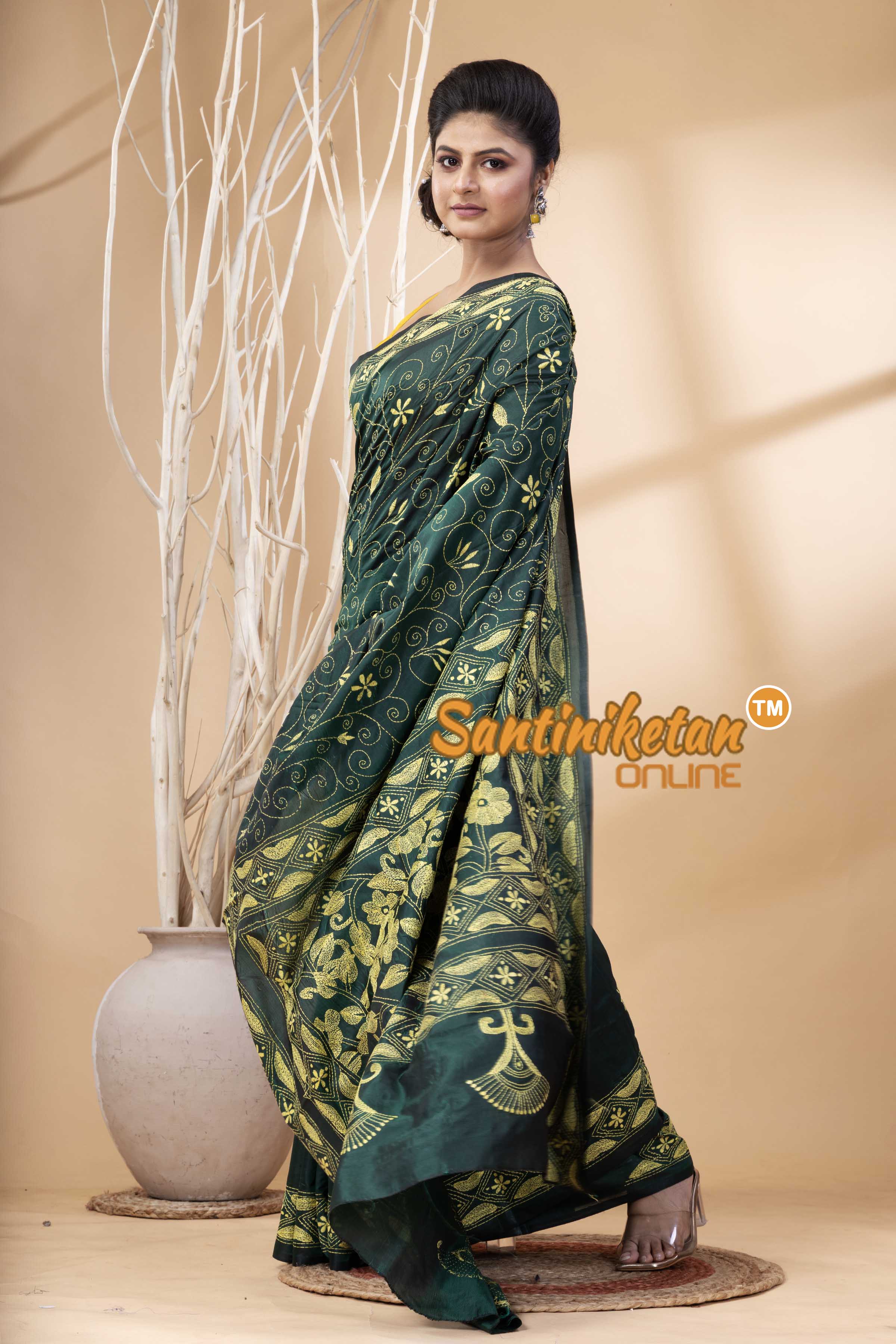 Bangalore Silk Kantha Stitch Saree SN202524257