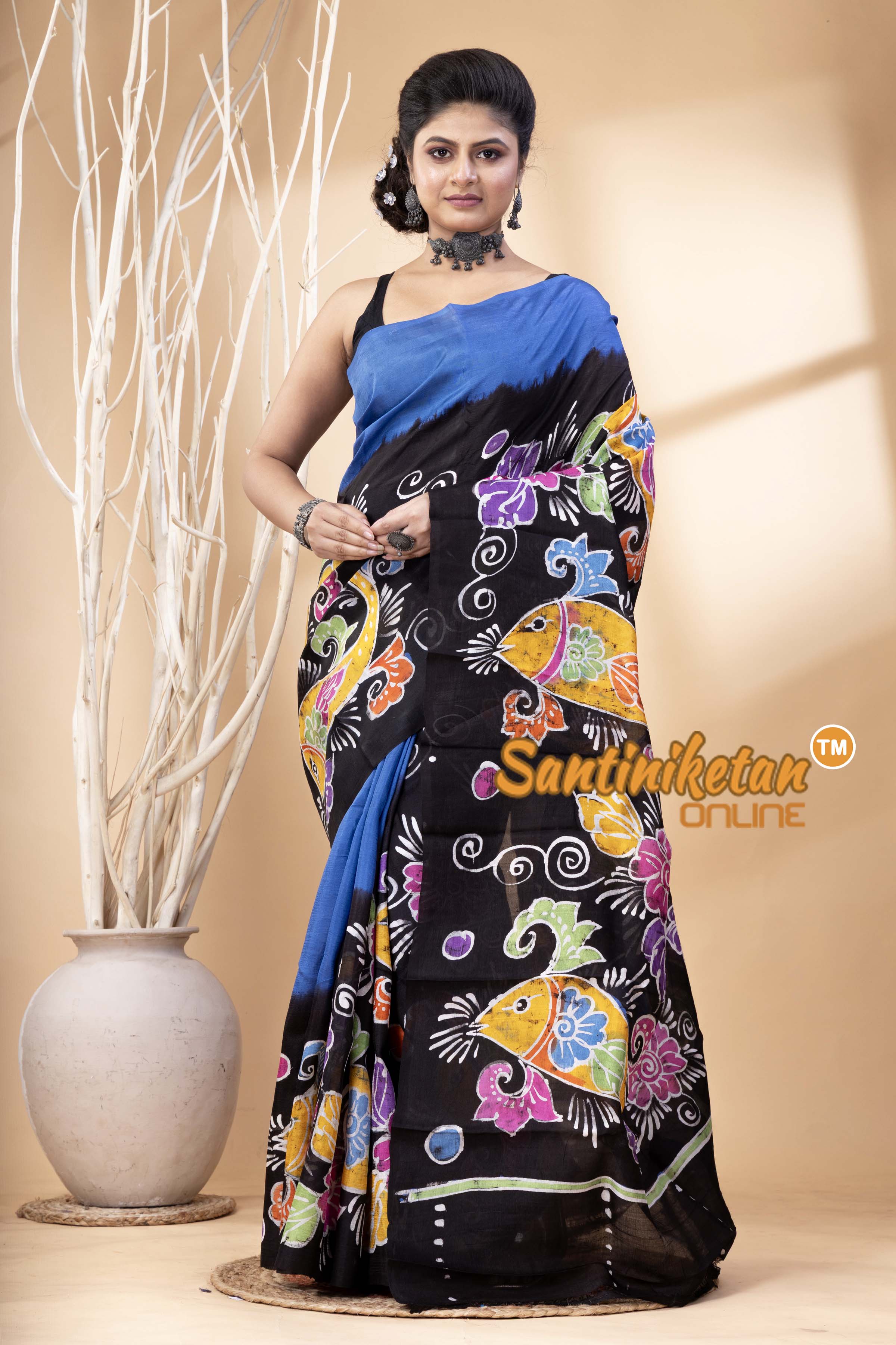 Hand Batik On Murshidabad Silk Saree SN202524519