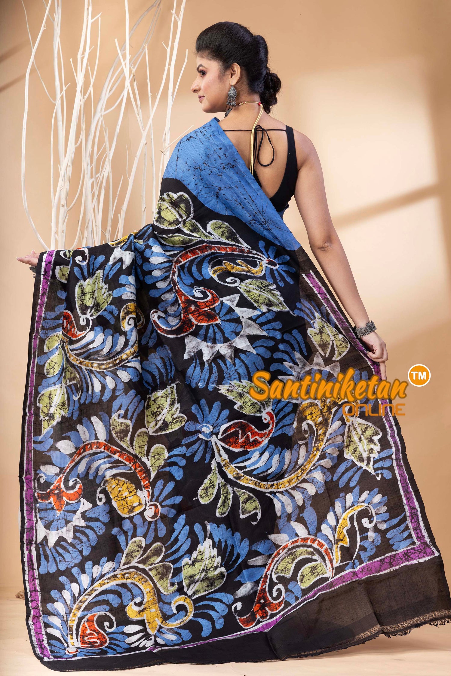 Hand Batik On Murshidabad Silk Saree SN202524537