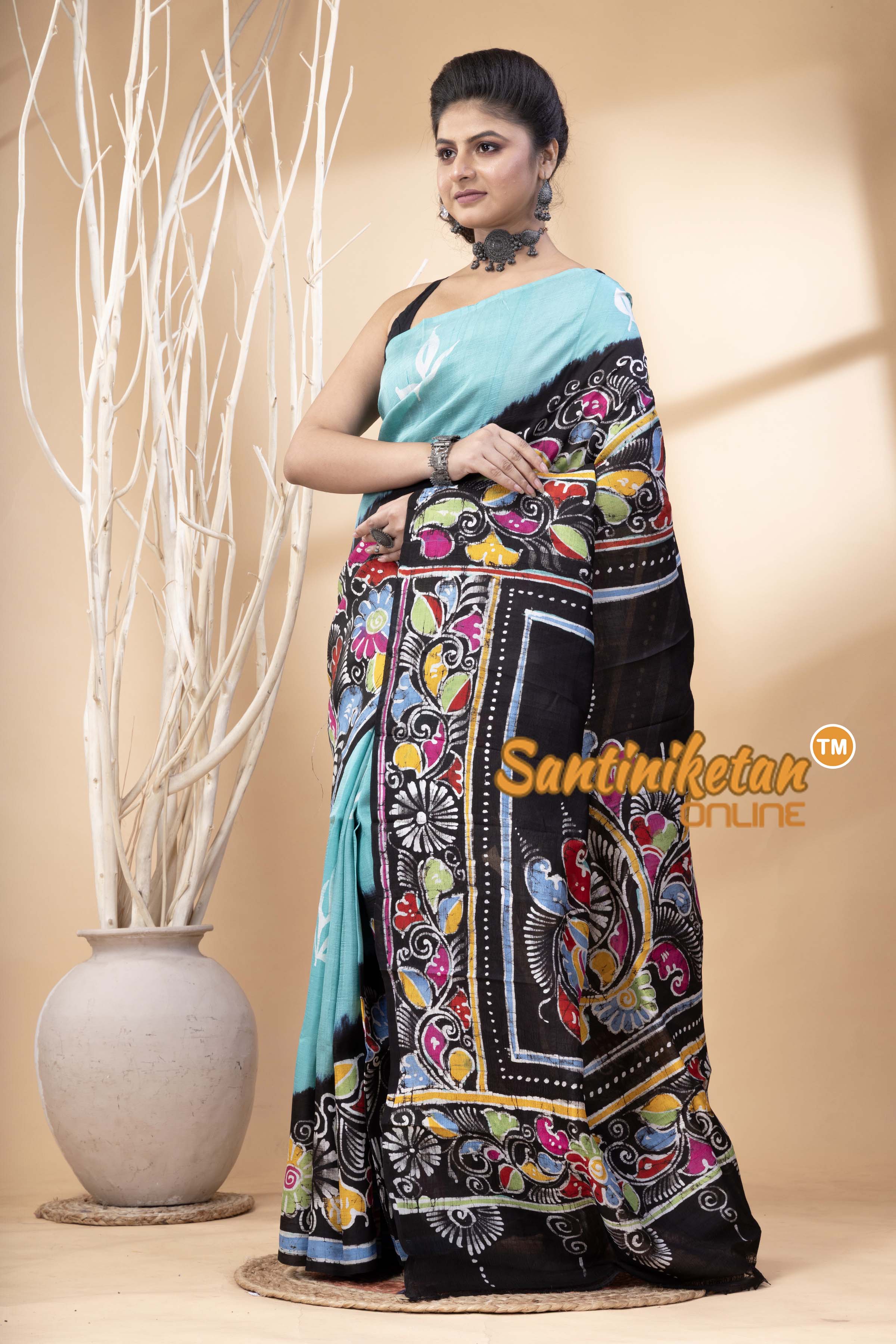 Hand Batik On Murshidabad Silk Saree SN202524562