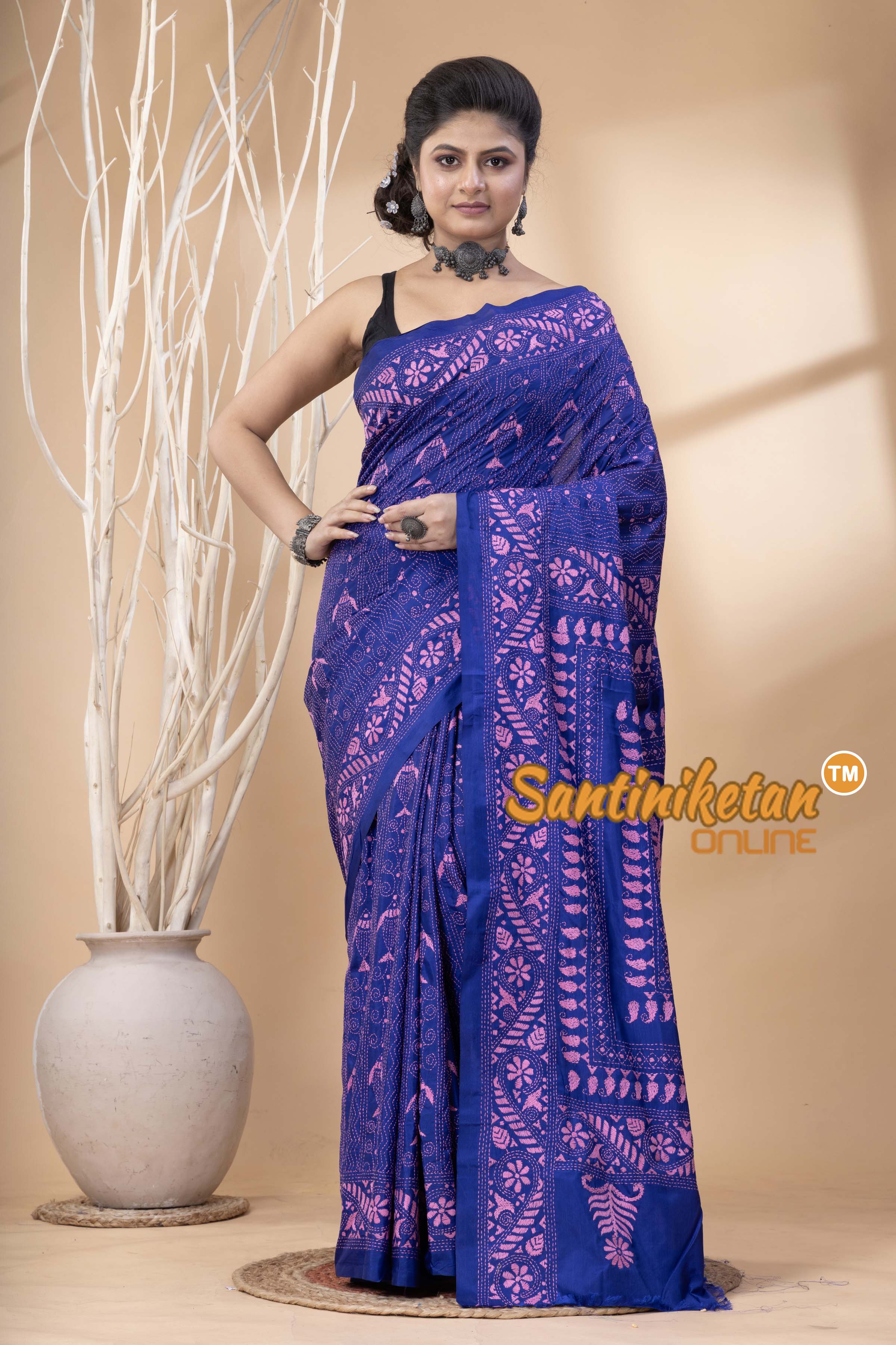 Bangalore Silk Kantha Stitch Saree SN202524710