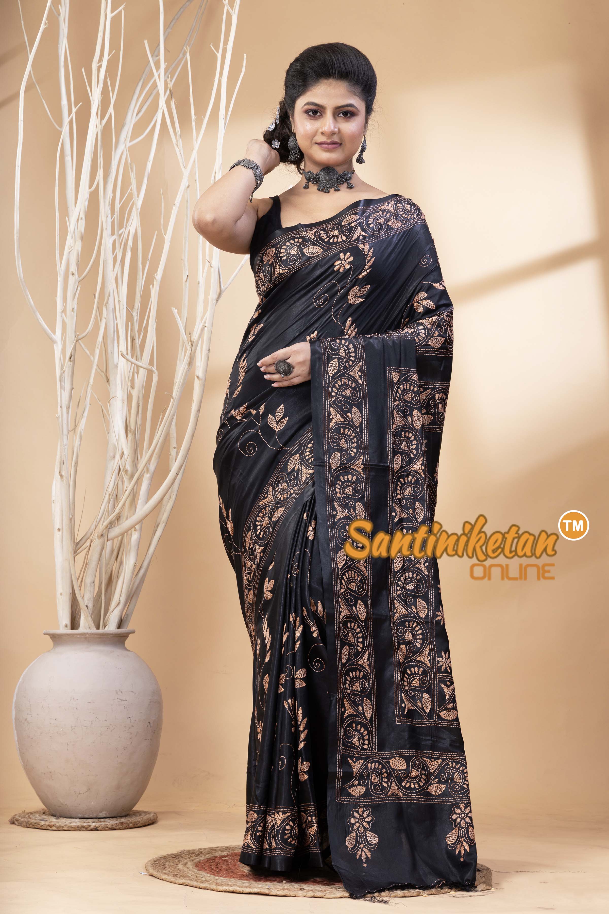 Bangalore Silk Kantha Stitch Saree SN202524716