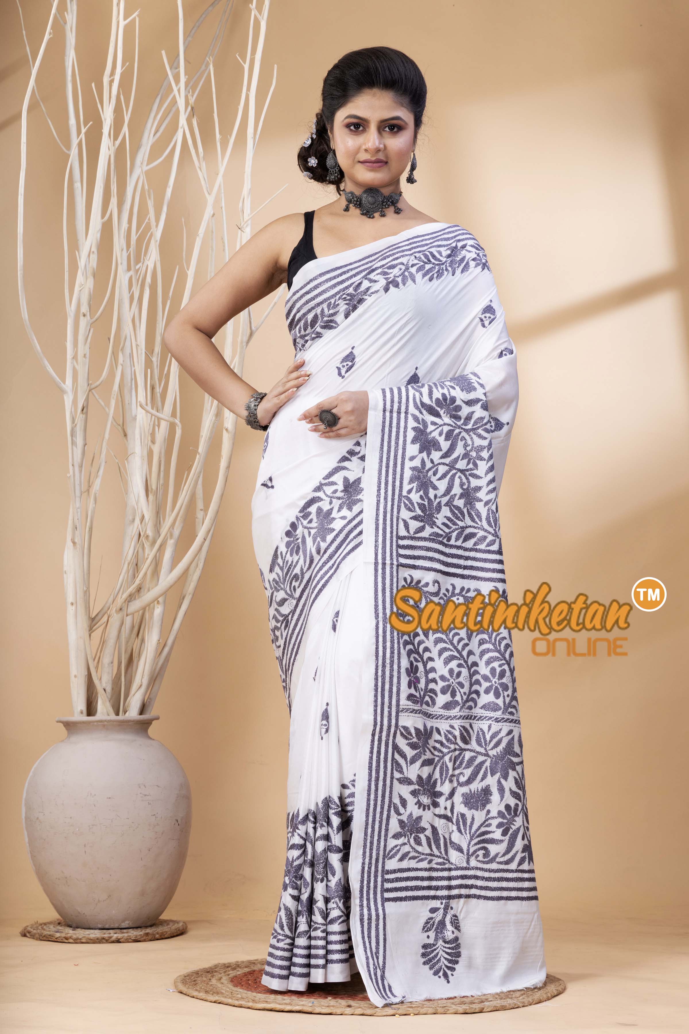Bangalore Silk Kantha Stitch Saree SN202524722