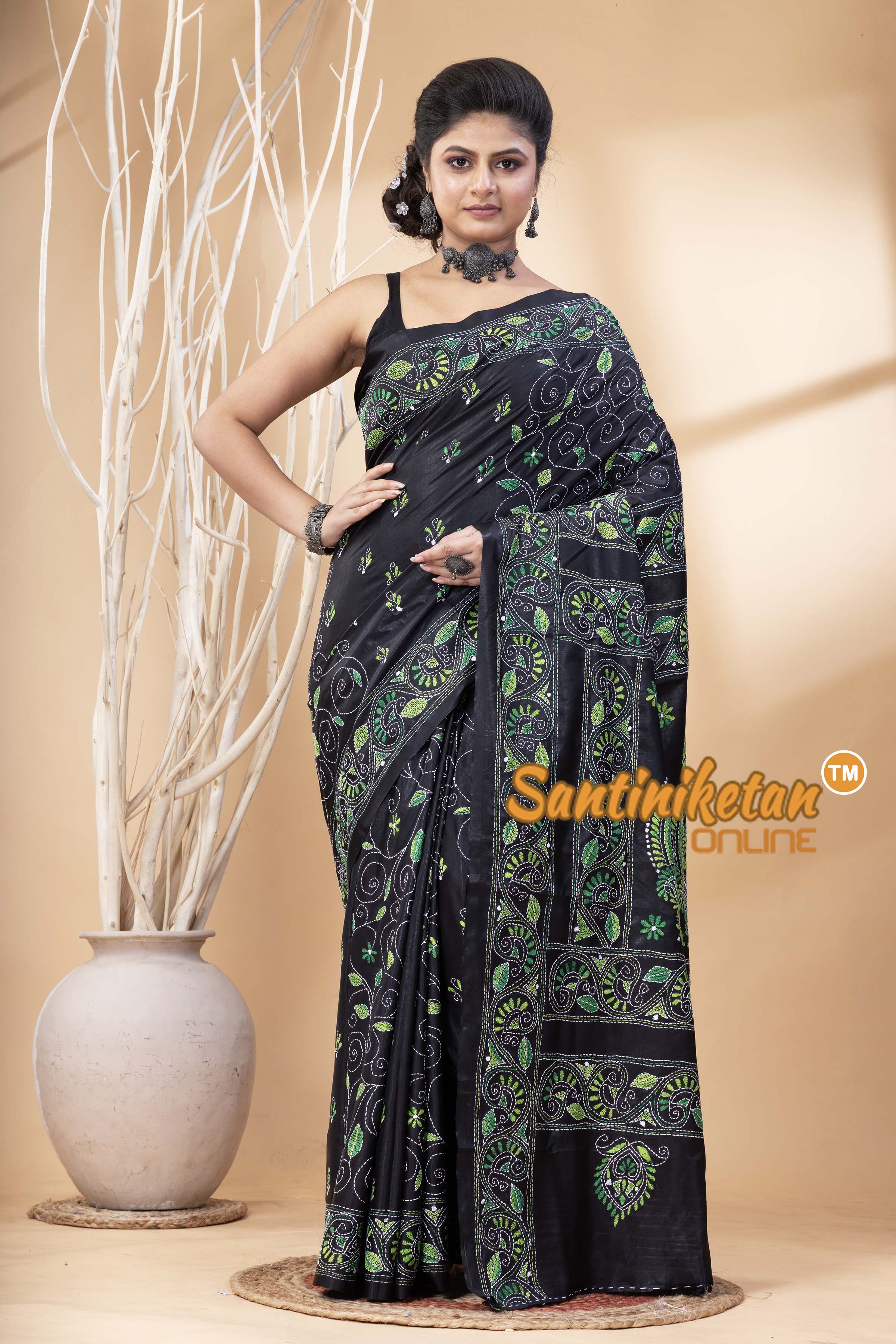Bangalore Silk Kantha Stitch Saree SN202524728
