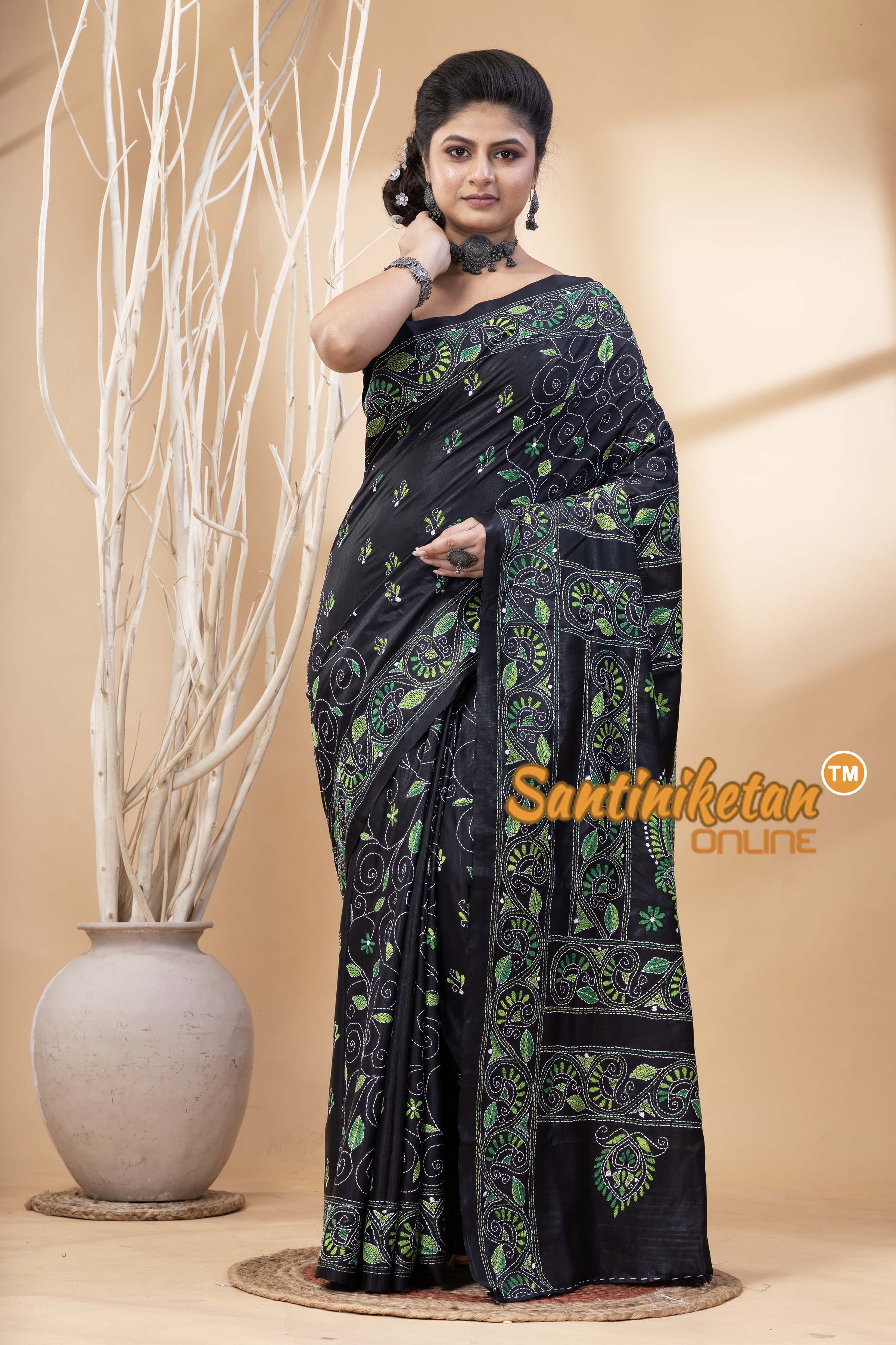 Bangalore Silk Kantha Stitch Saree SN202524728