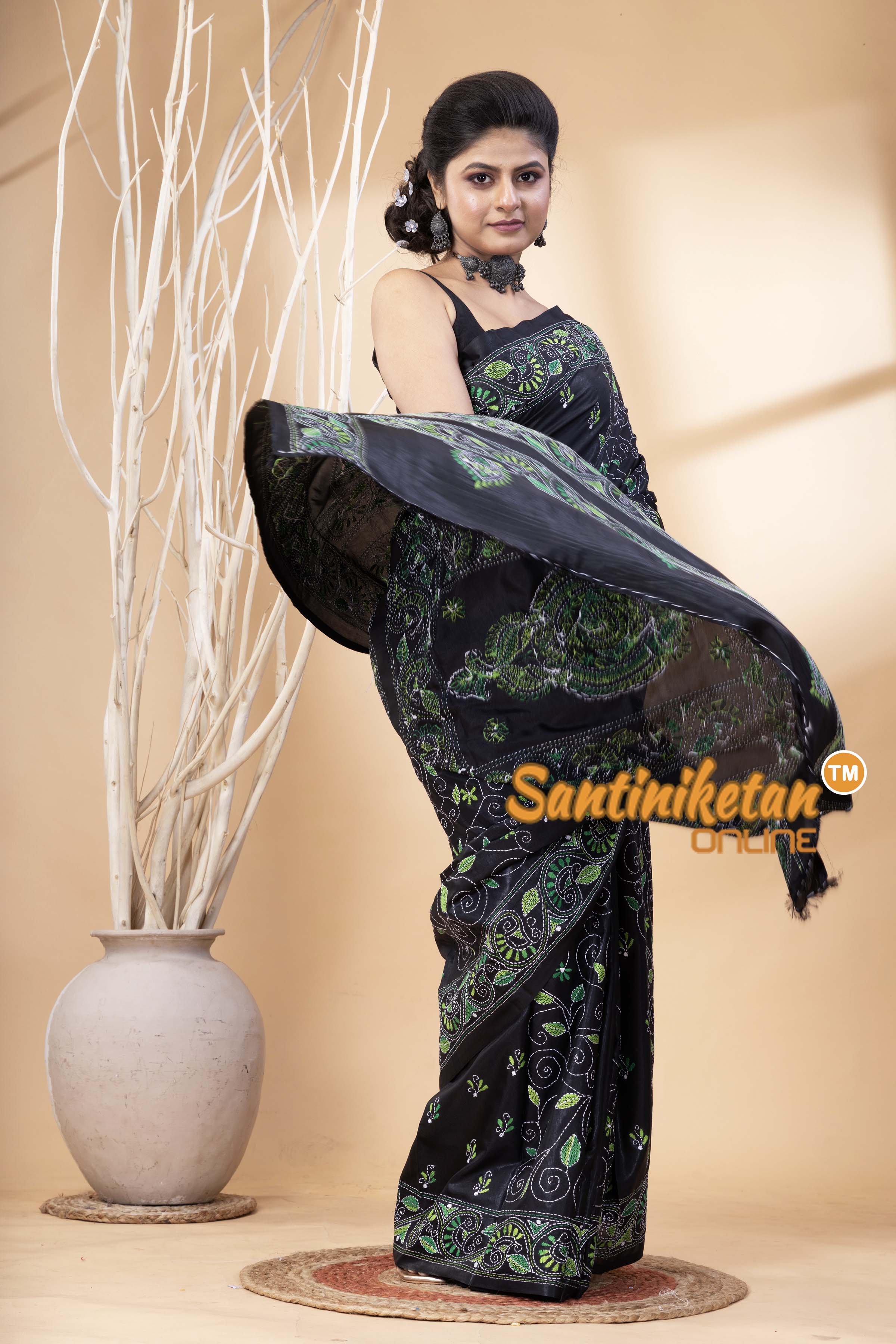 Bangalore Silk Kantha Stitch Saree SN202524728