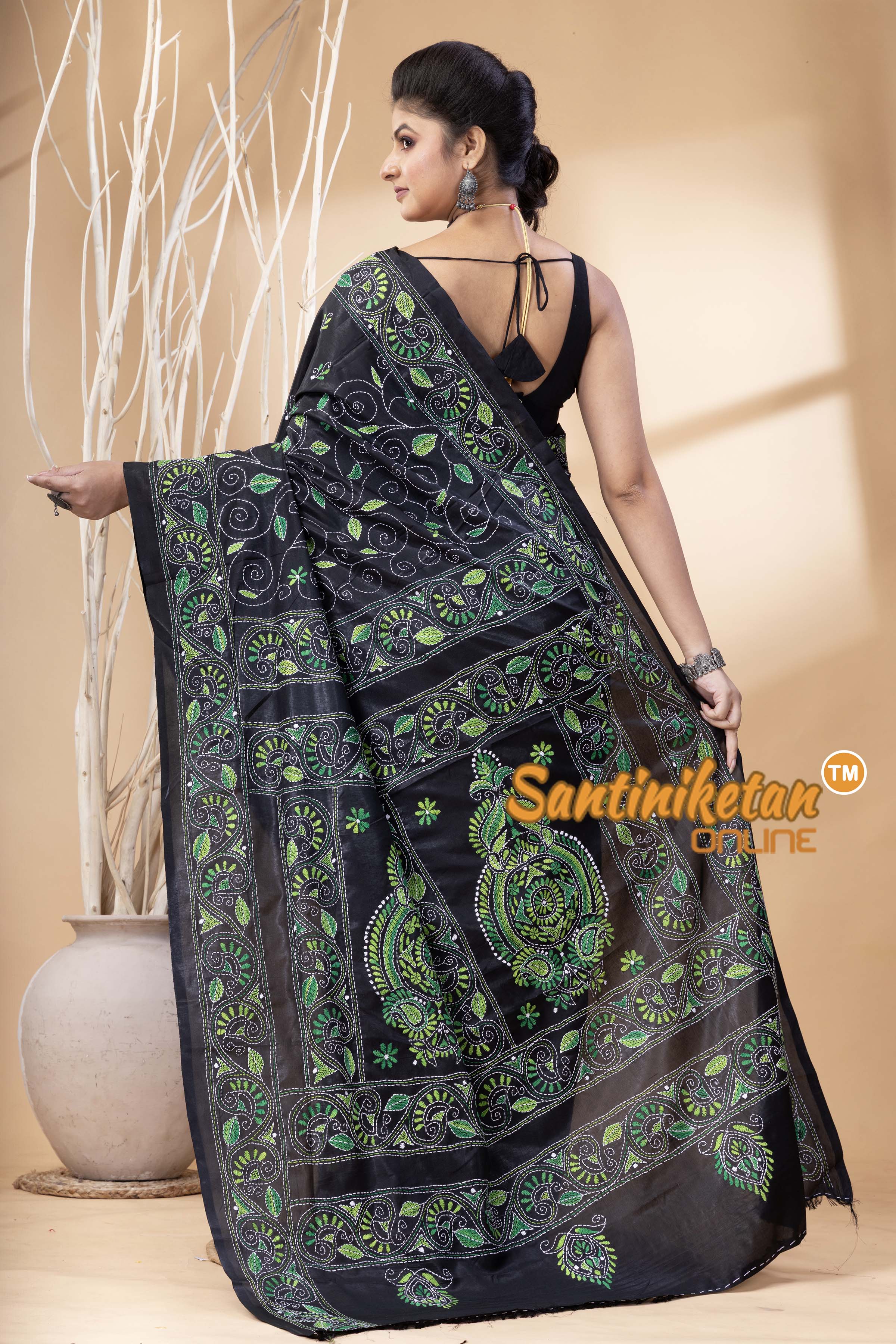 Bangalore Silk Kantha Stitch Saree SN202524728