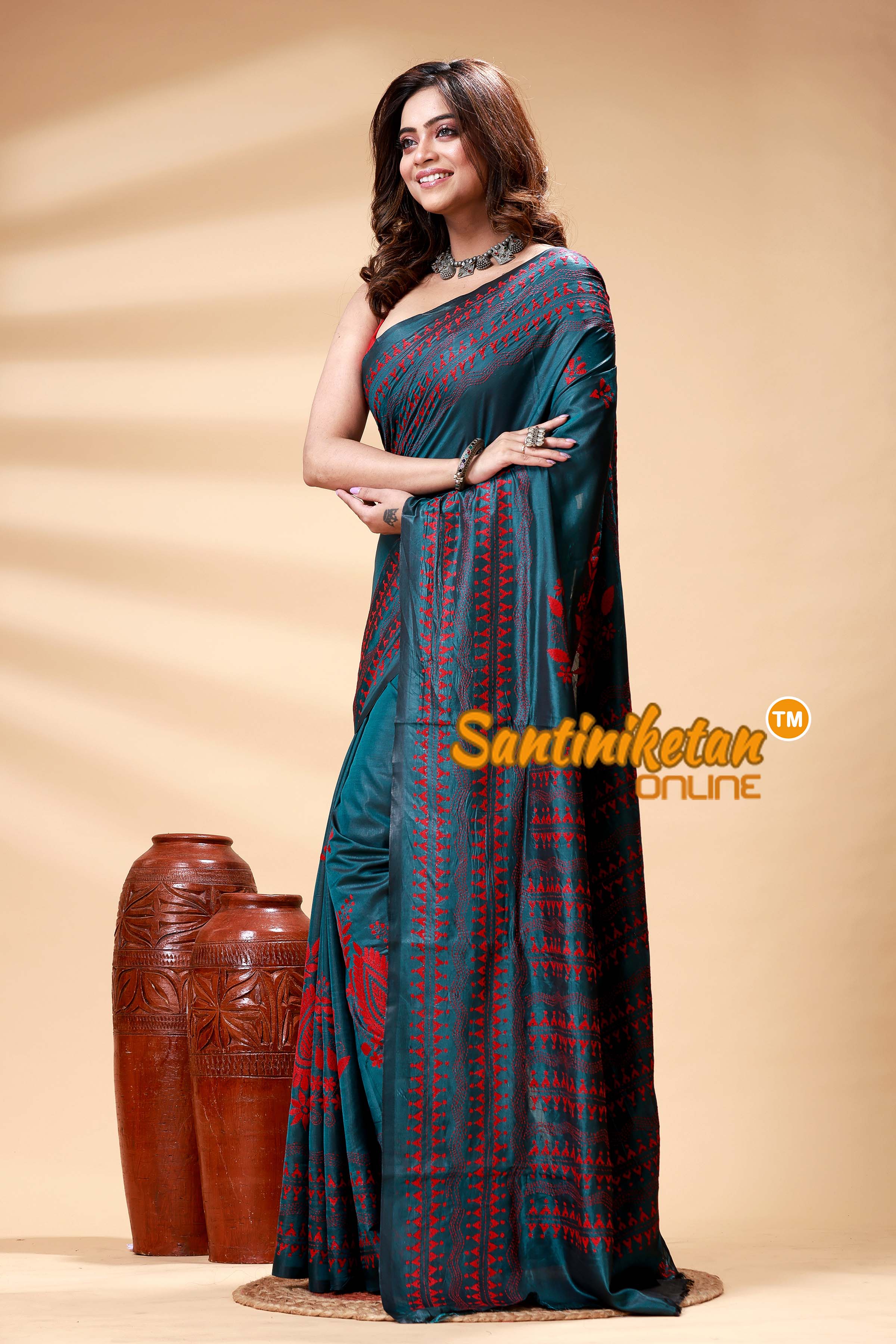 Bangalore Silk Kantha Stitch Saree SN202524746