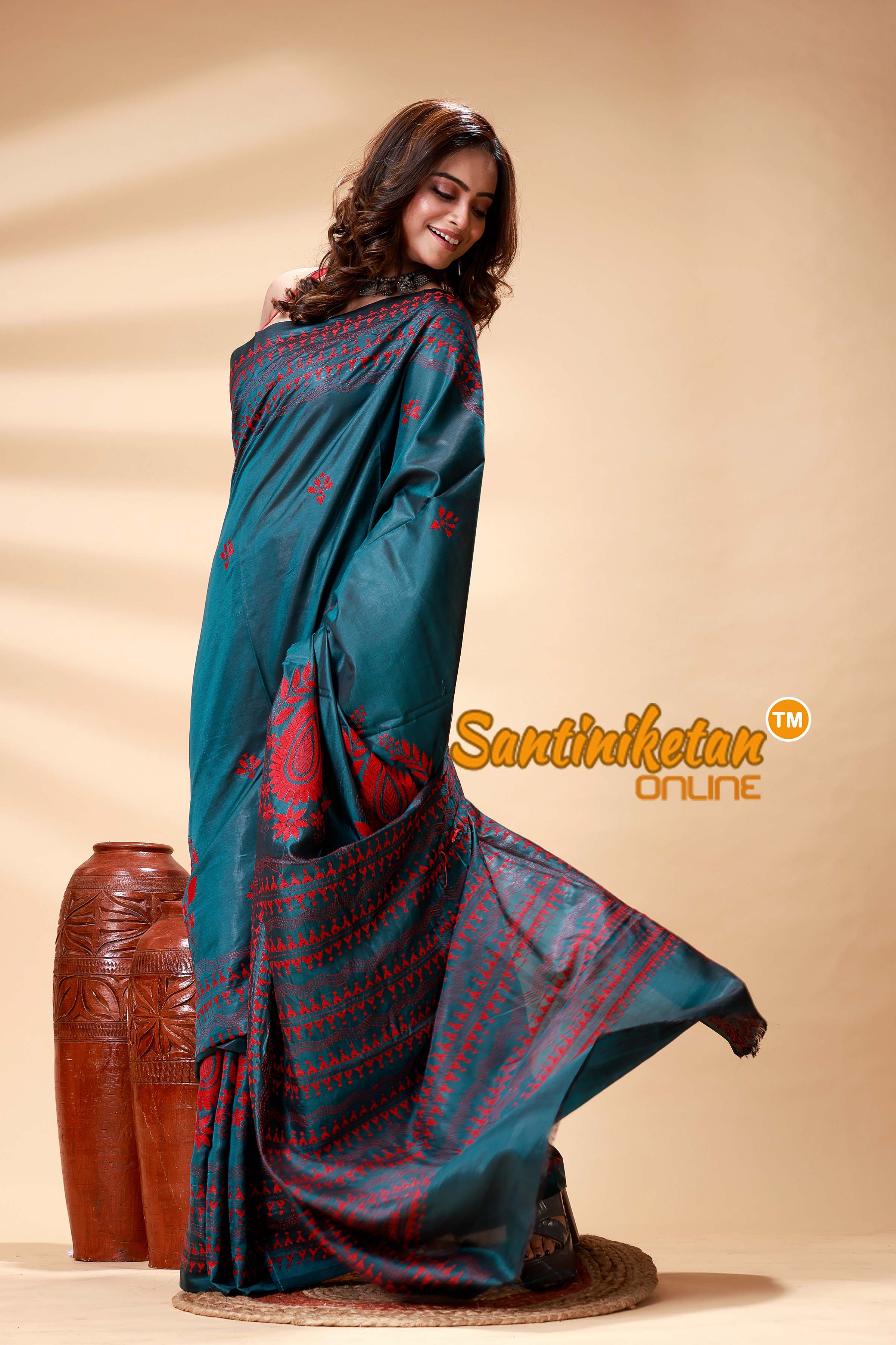 Bangalore Silk Kantha Stitch Saree SN202524746