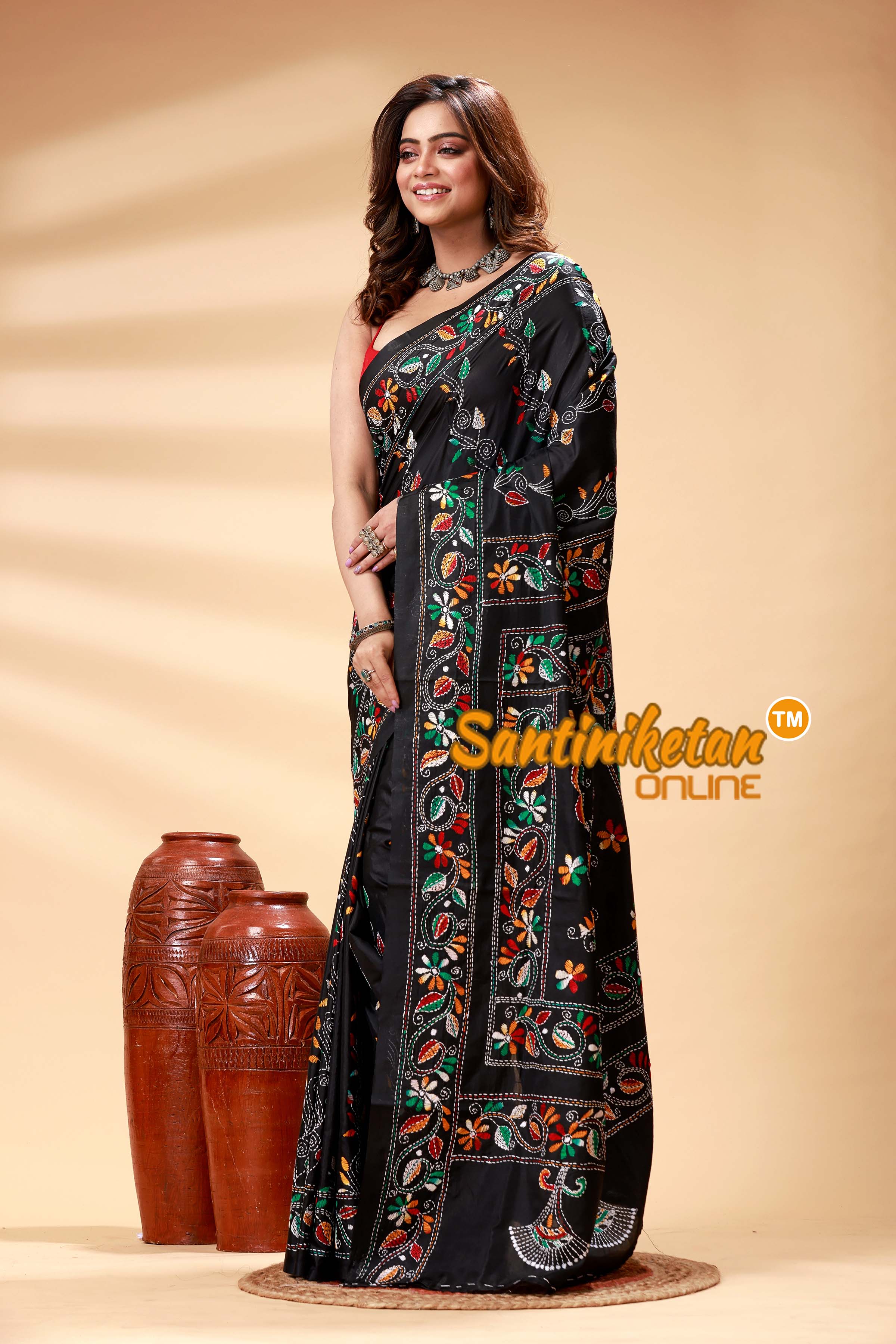 Bangalore Silk Kantha Stitch Saree SN202524802