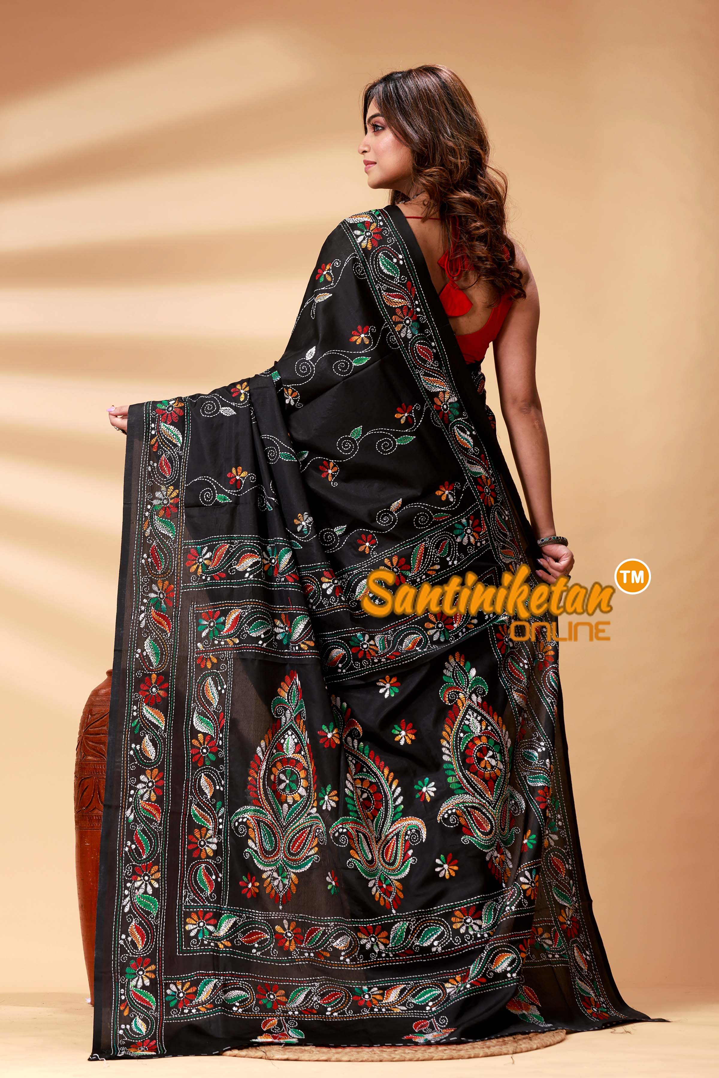 Bangalore Silk Kantha Stitch Saree SN202524843