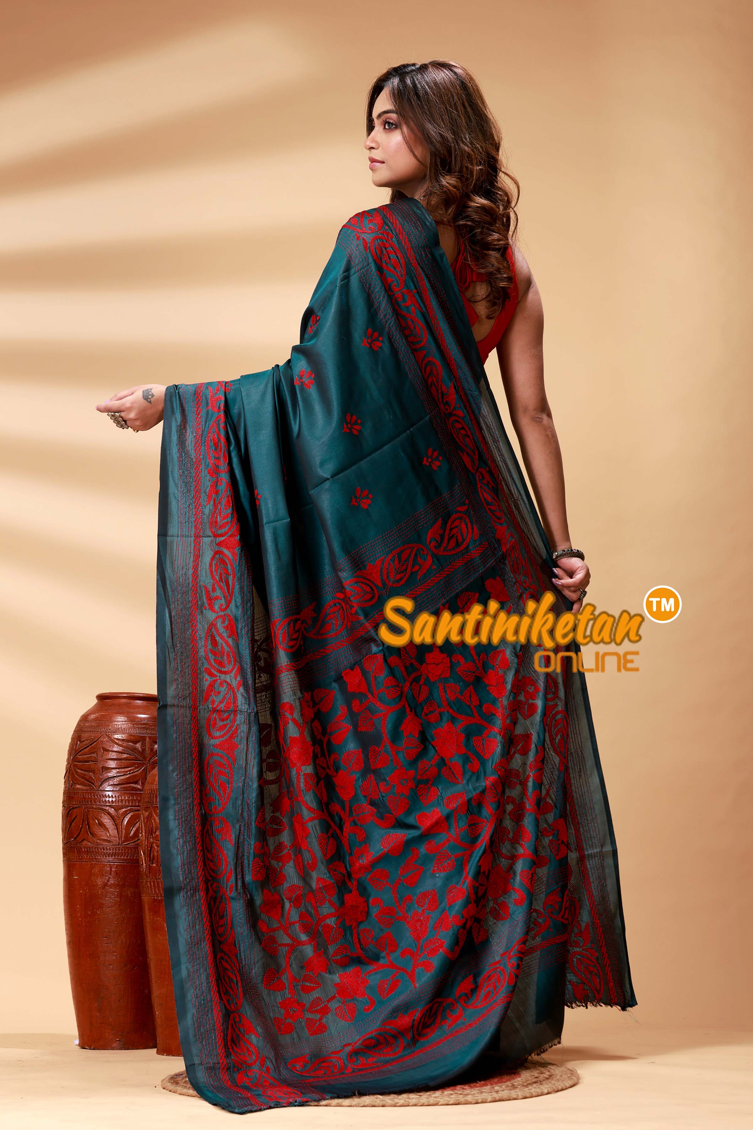 Bangalore Silk Kantha Stitch Saree SN202524855
