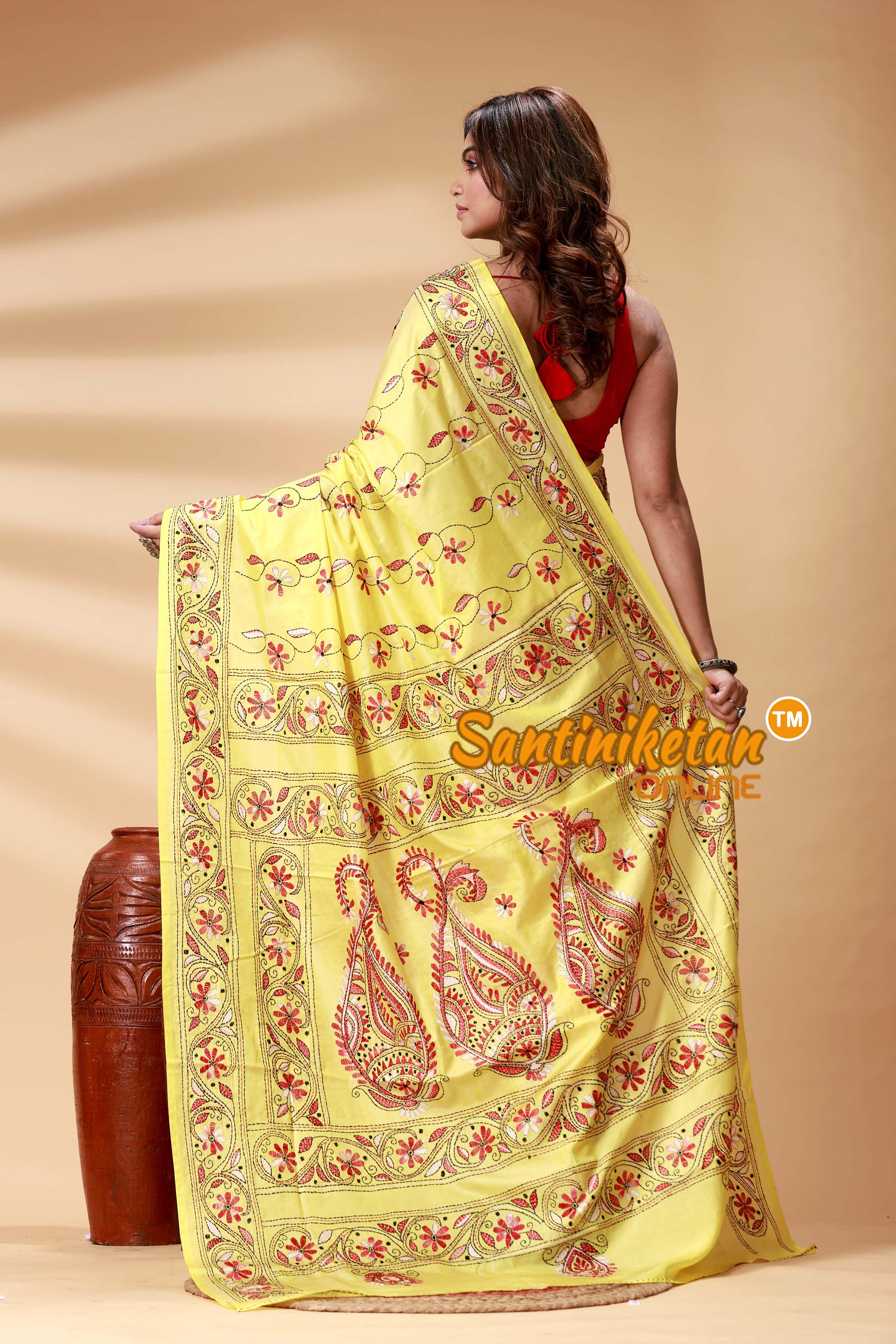 Bangalore Silk Kantha Stitch Saree SN202524919
