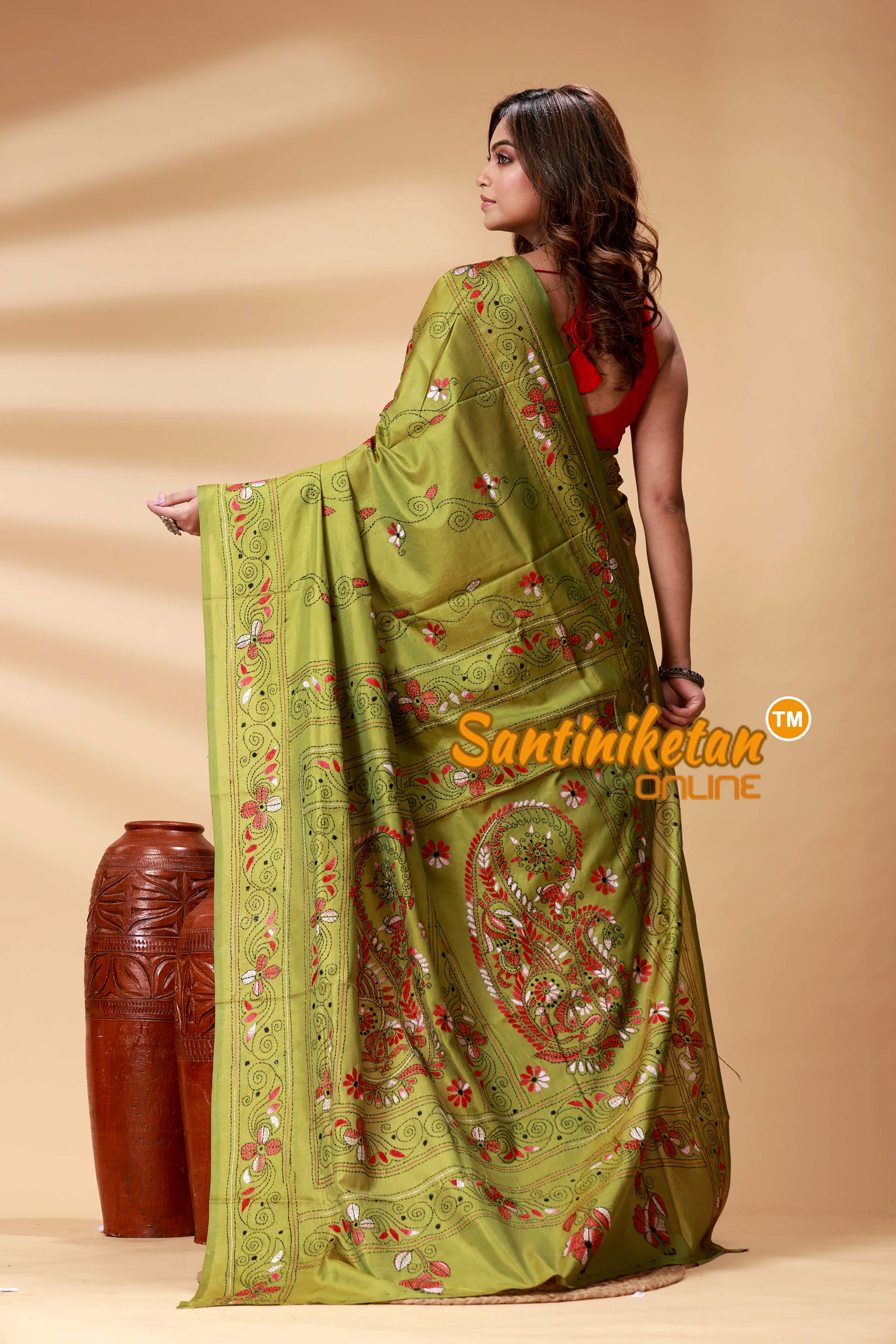 Bangalore Silk Kantha Stitch Saree SN202524925