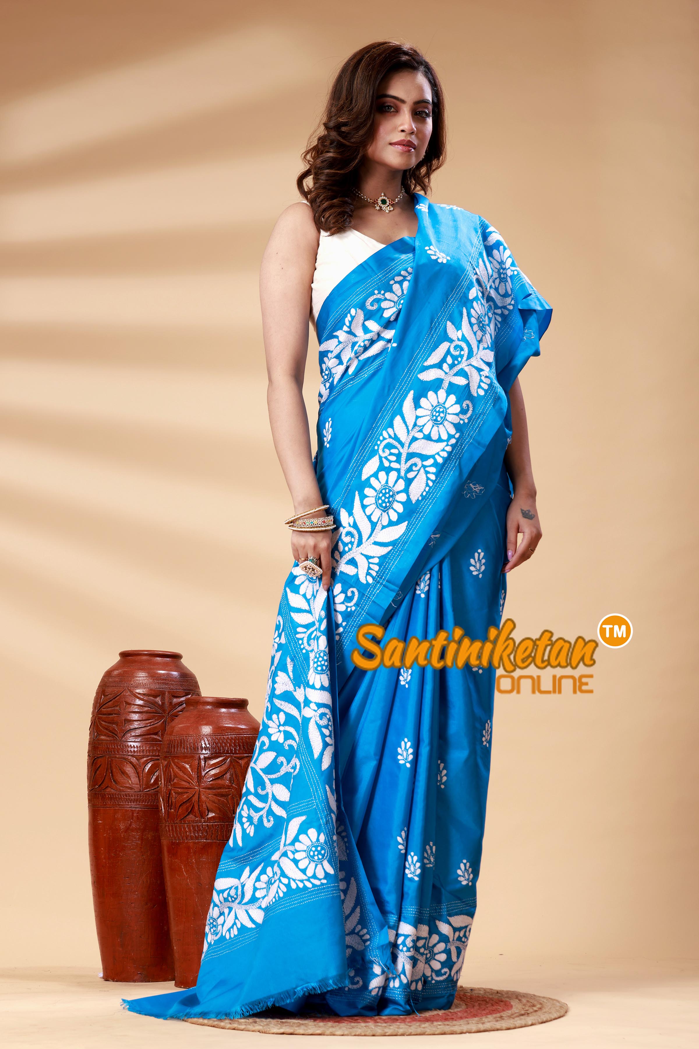 Bangalore Silk Kantha Stitch Saree SN202525003