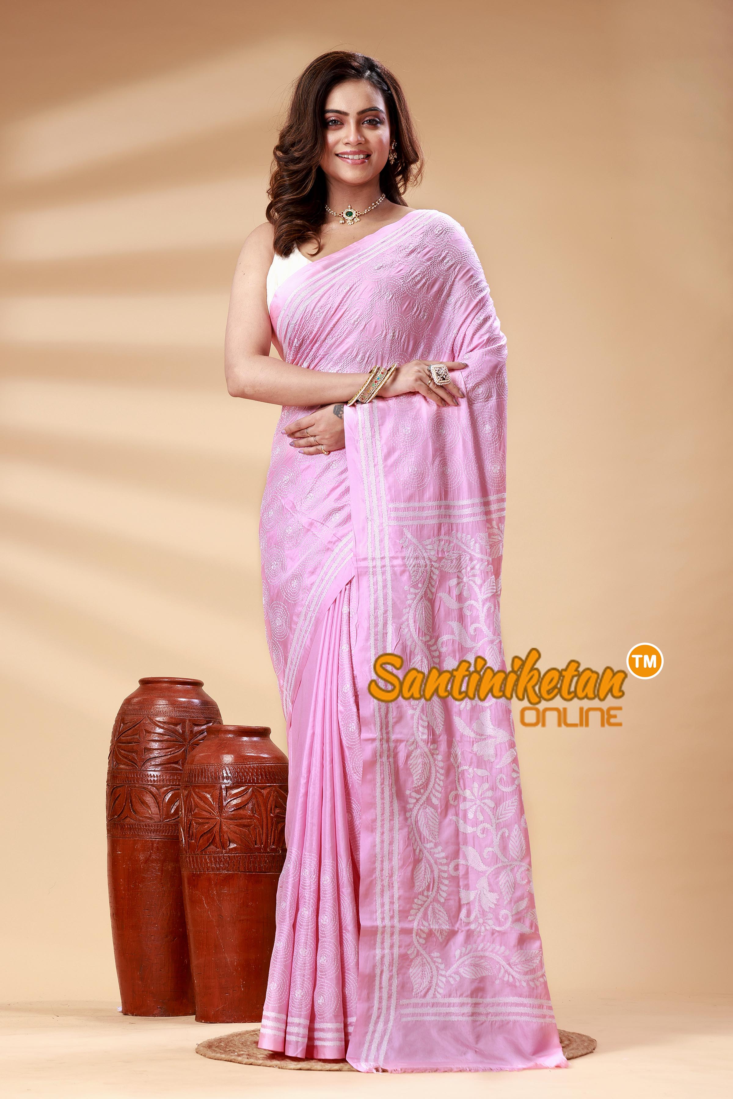 Bangalore Silk Kantha Stitch Saree SN202525057