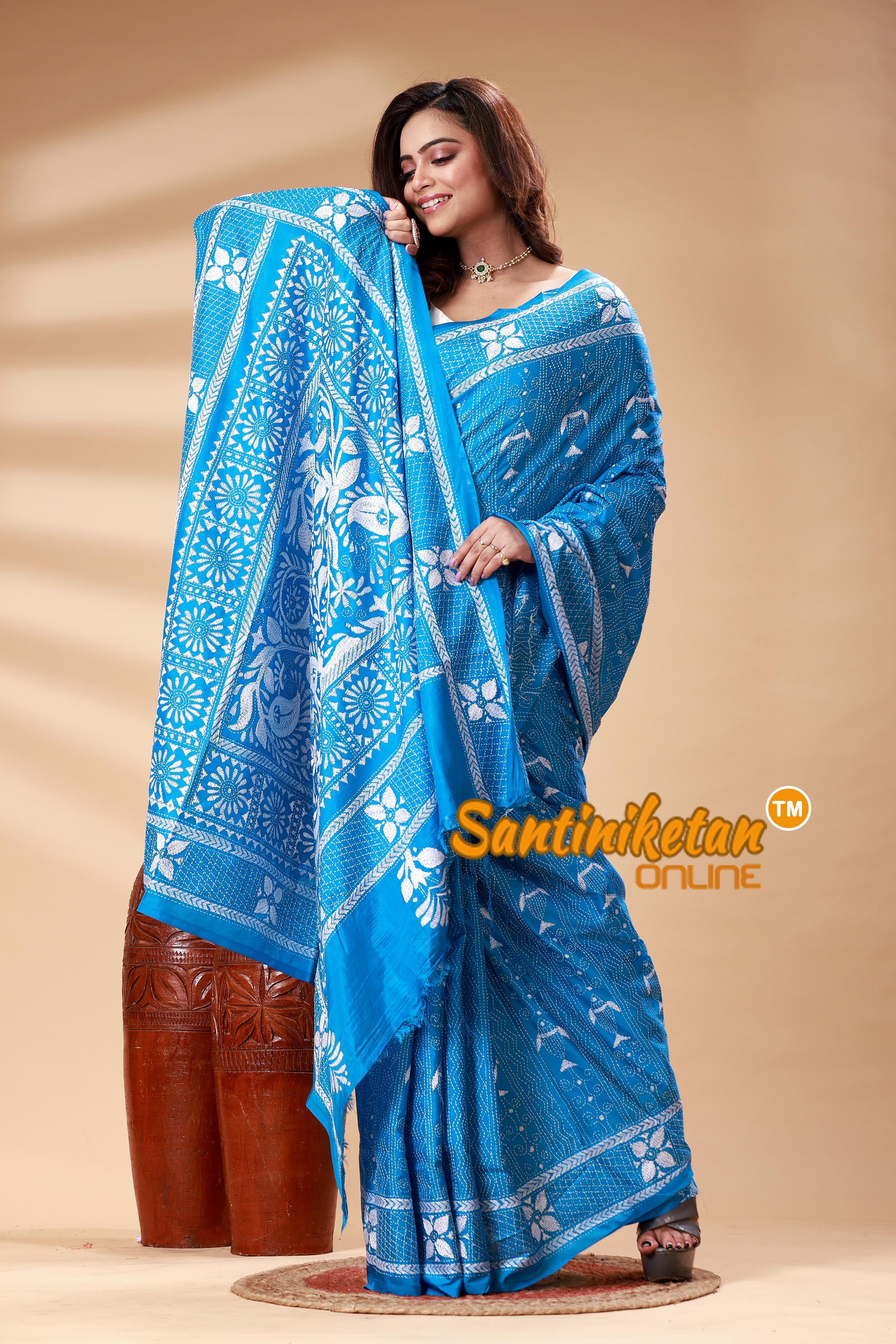 Bangalore Silk Kantha Stitch Saree SN202525087