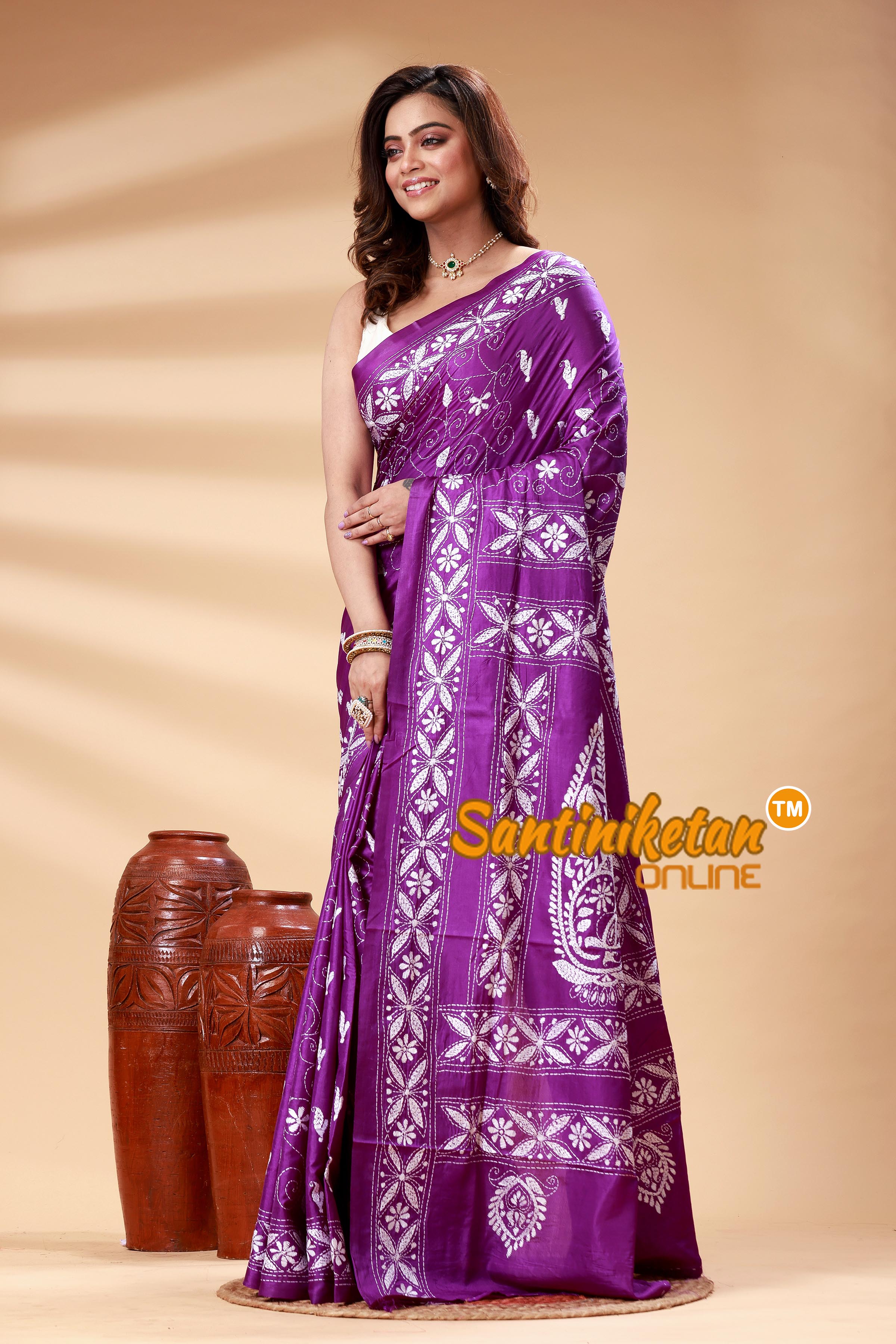 Bangalore Silk Kantha Stitch Saree SN202525111