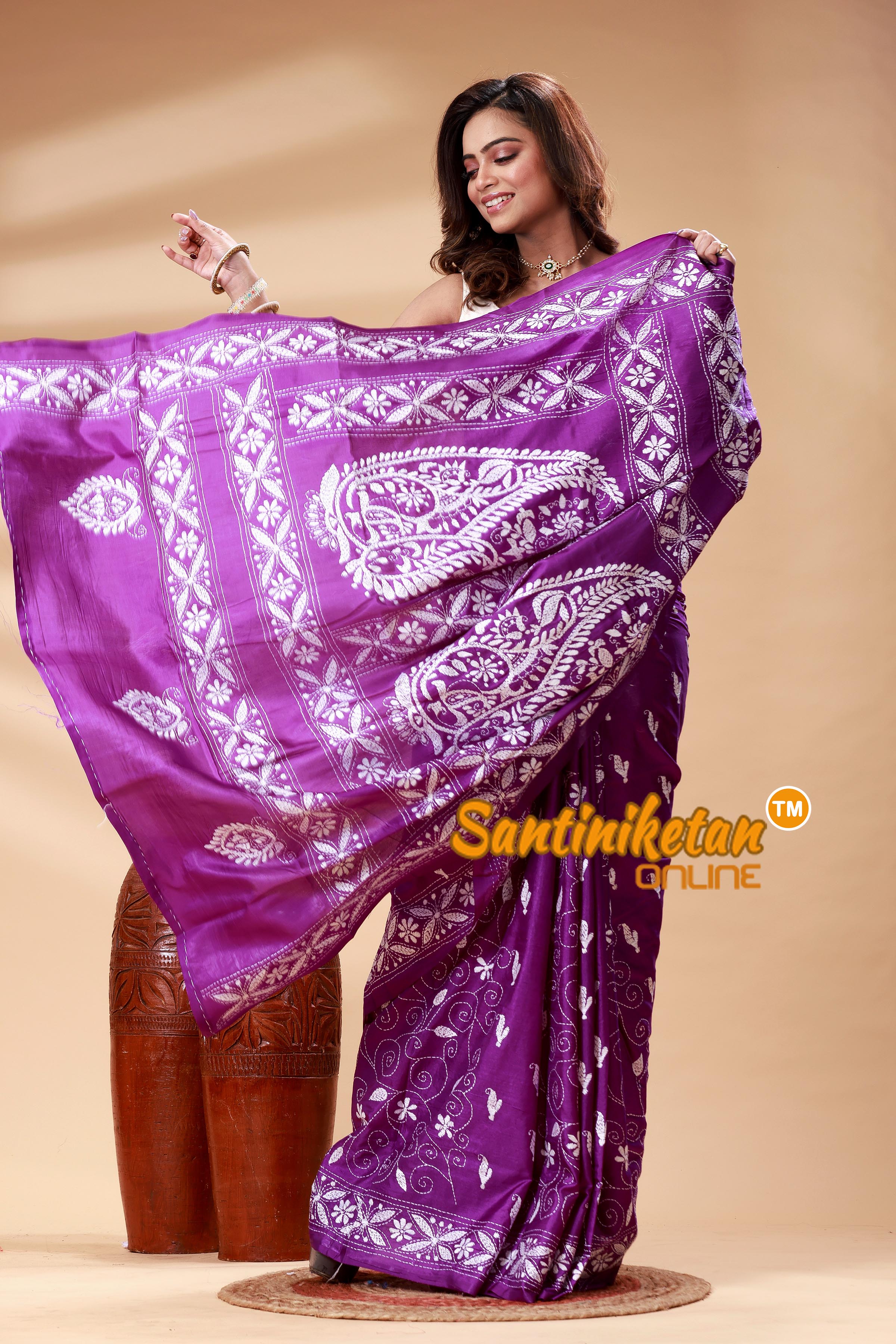 Bangalore Silk Kantha Stitch Saree SN202525111