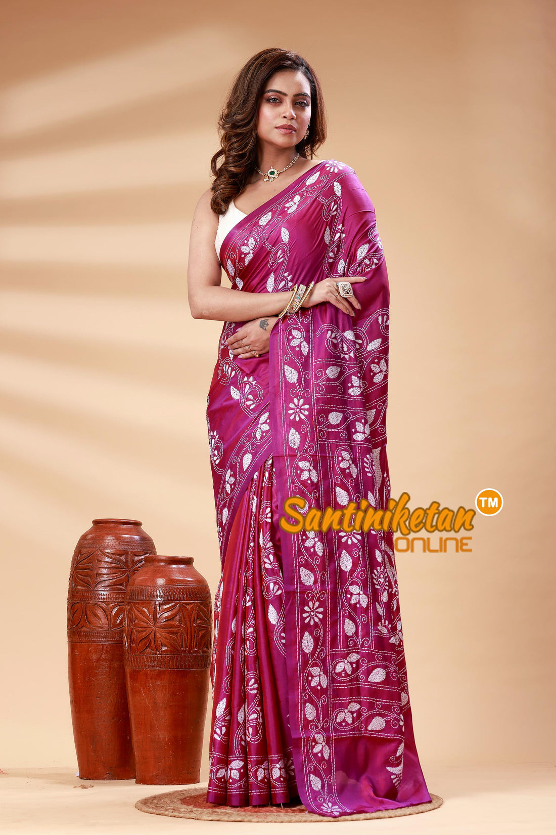 Bangalore Silk Kantha Stitch Saree SN202525141