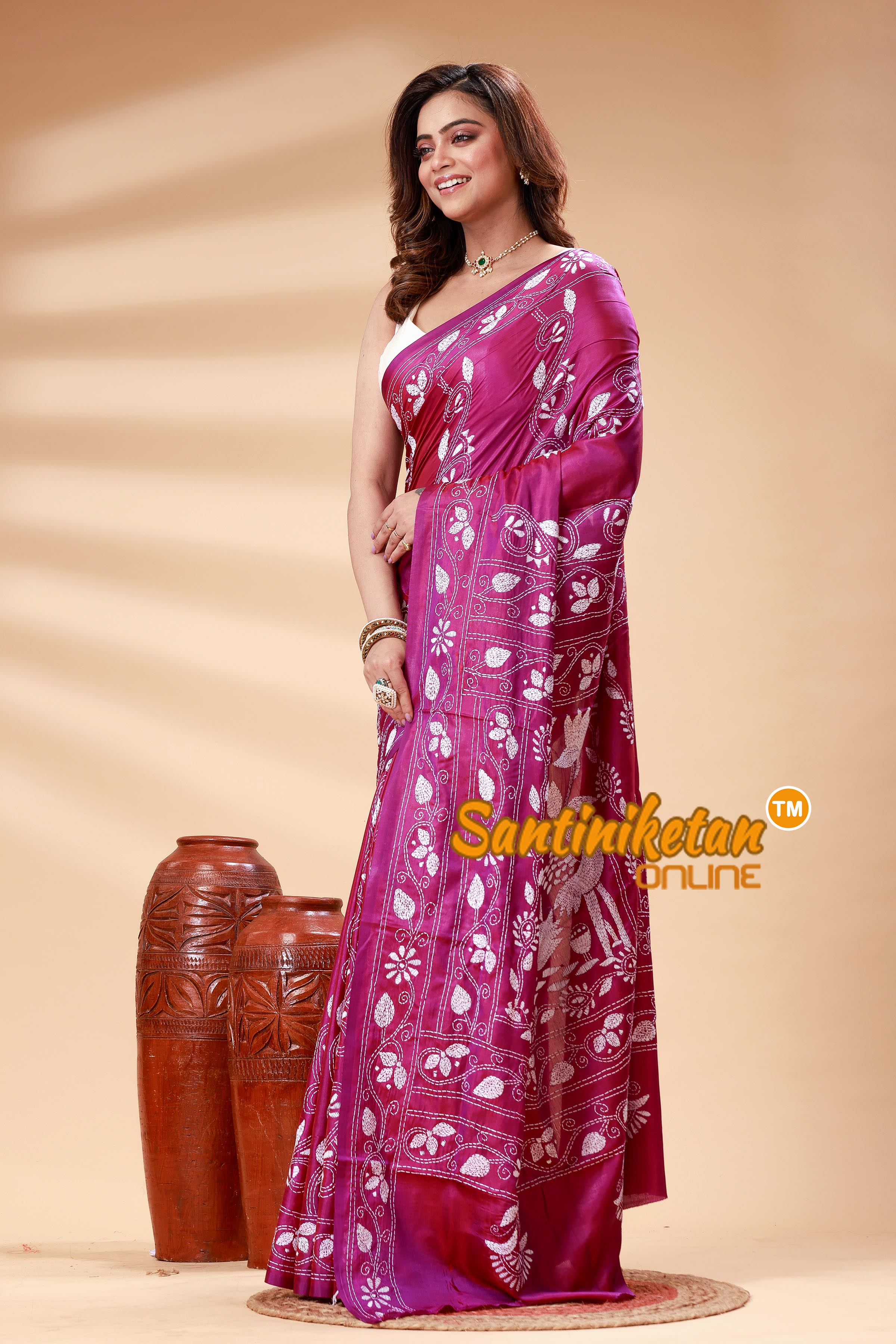 Bangalore Silk Kantha Stitch Saree SN202525141