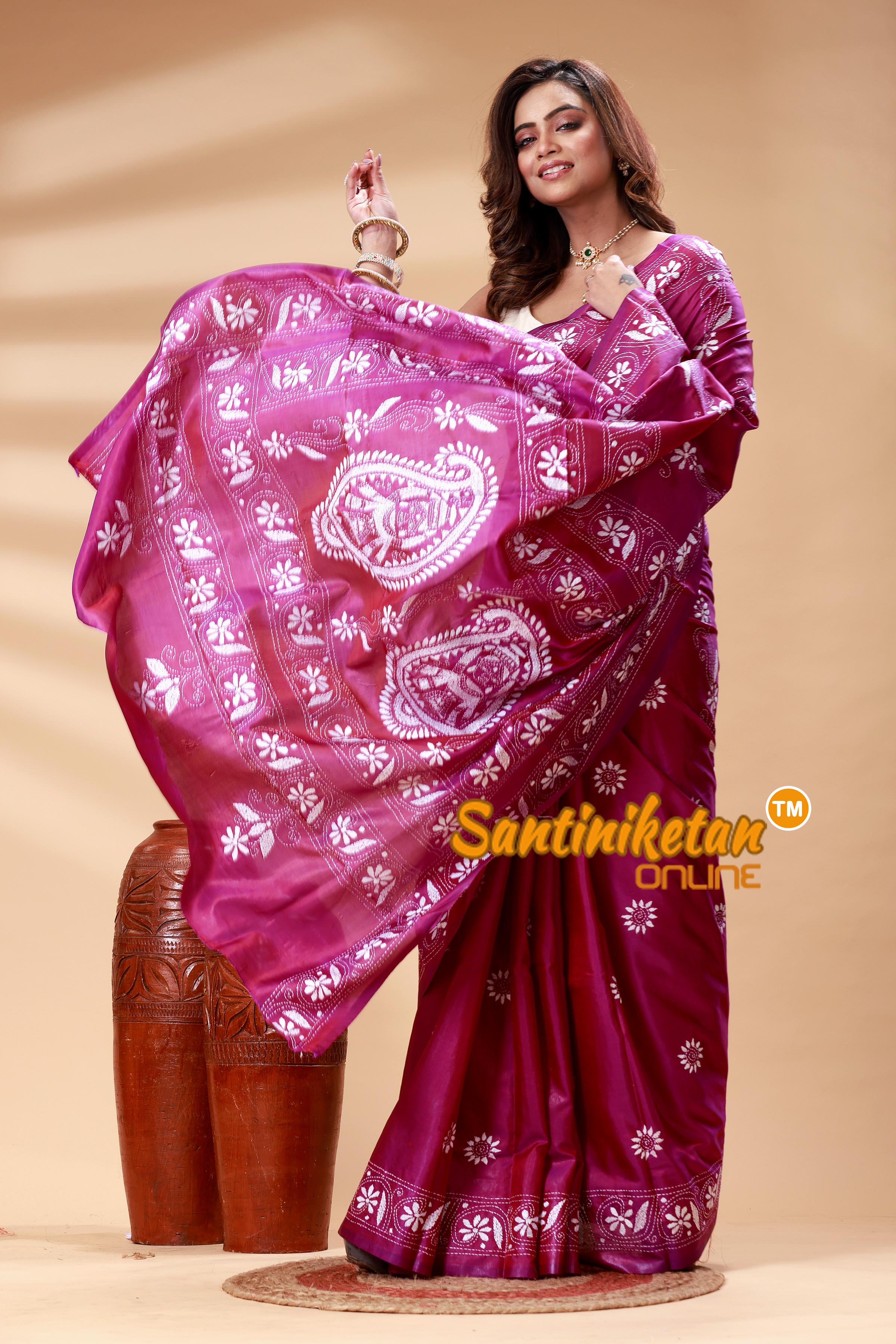 Bangalore Silk Kantha Stitch Saree SN202525147
