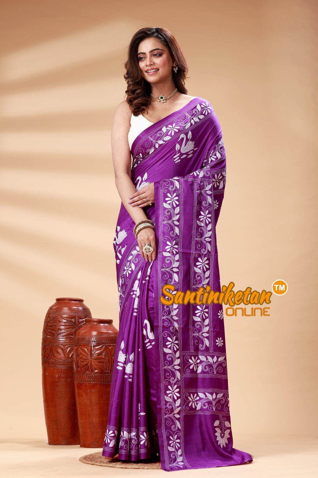 Bangalore Silk Kantha Stitch Saree SN202525170