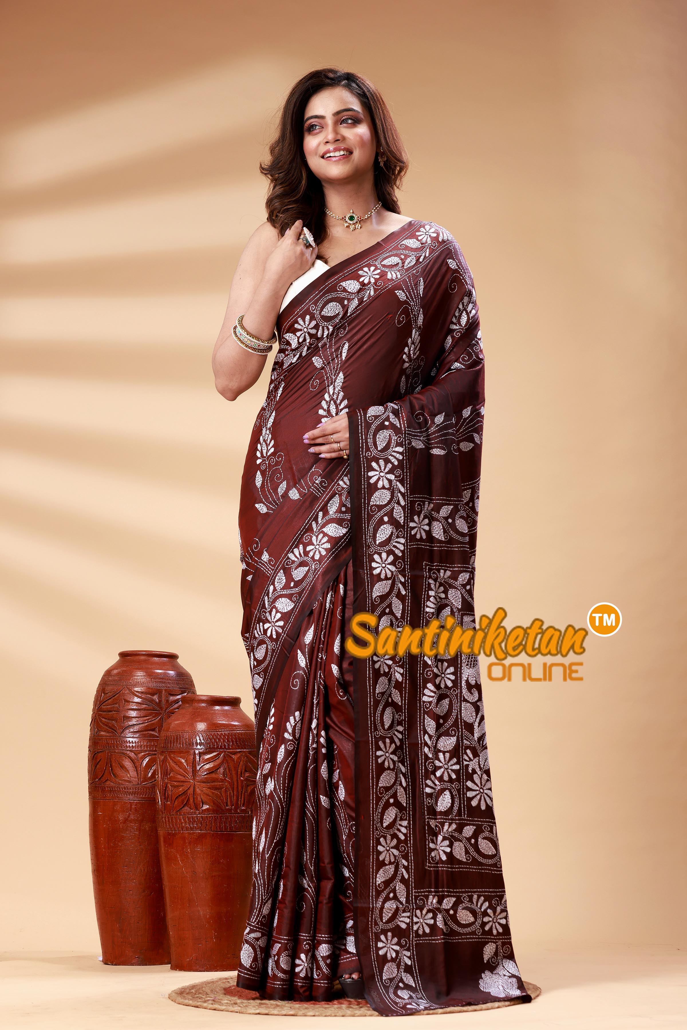 Bangalore Silk Kantha Stitch Saree SN202525194