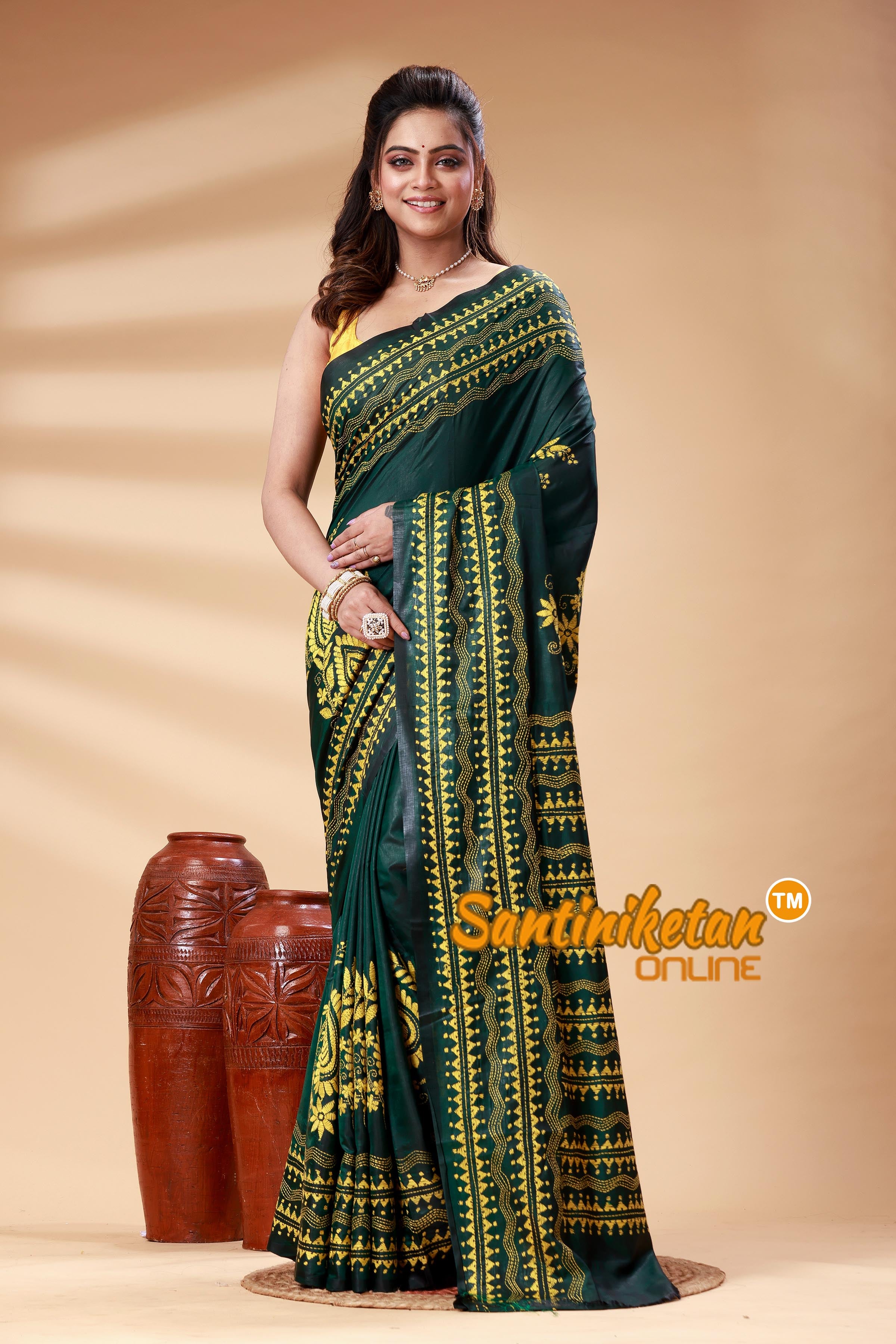Bangalore Silk Kantha Stitch Saree SN202525225