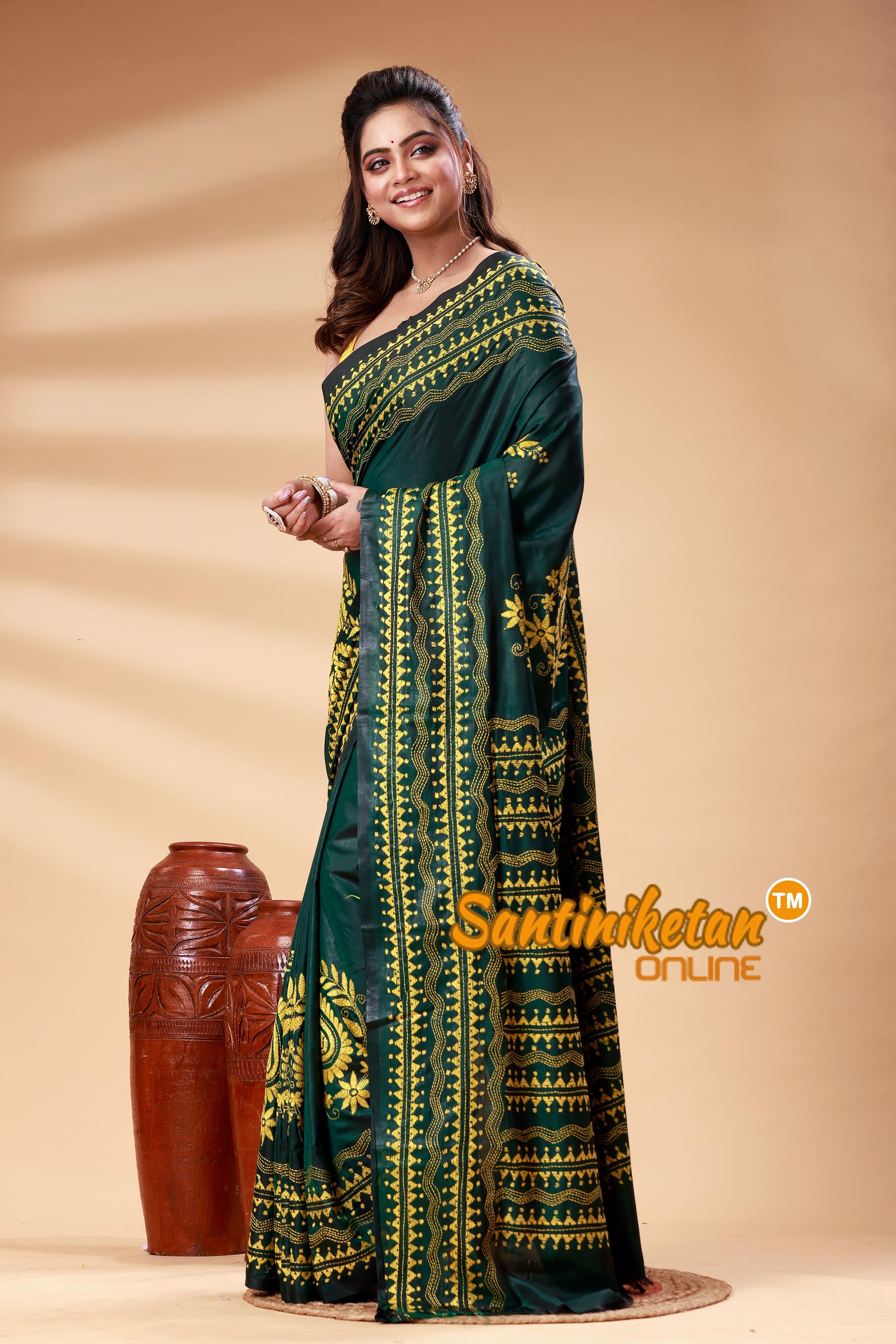Bangalore Silk Kantha Stitch Saree SN202525225