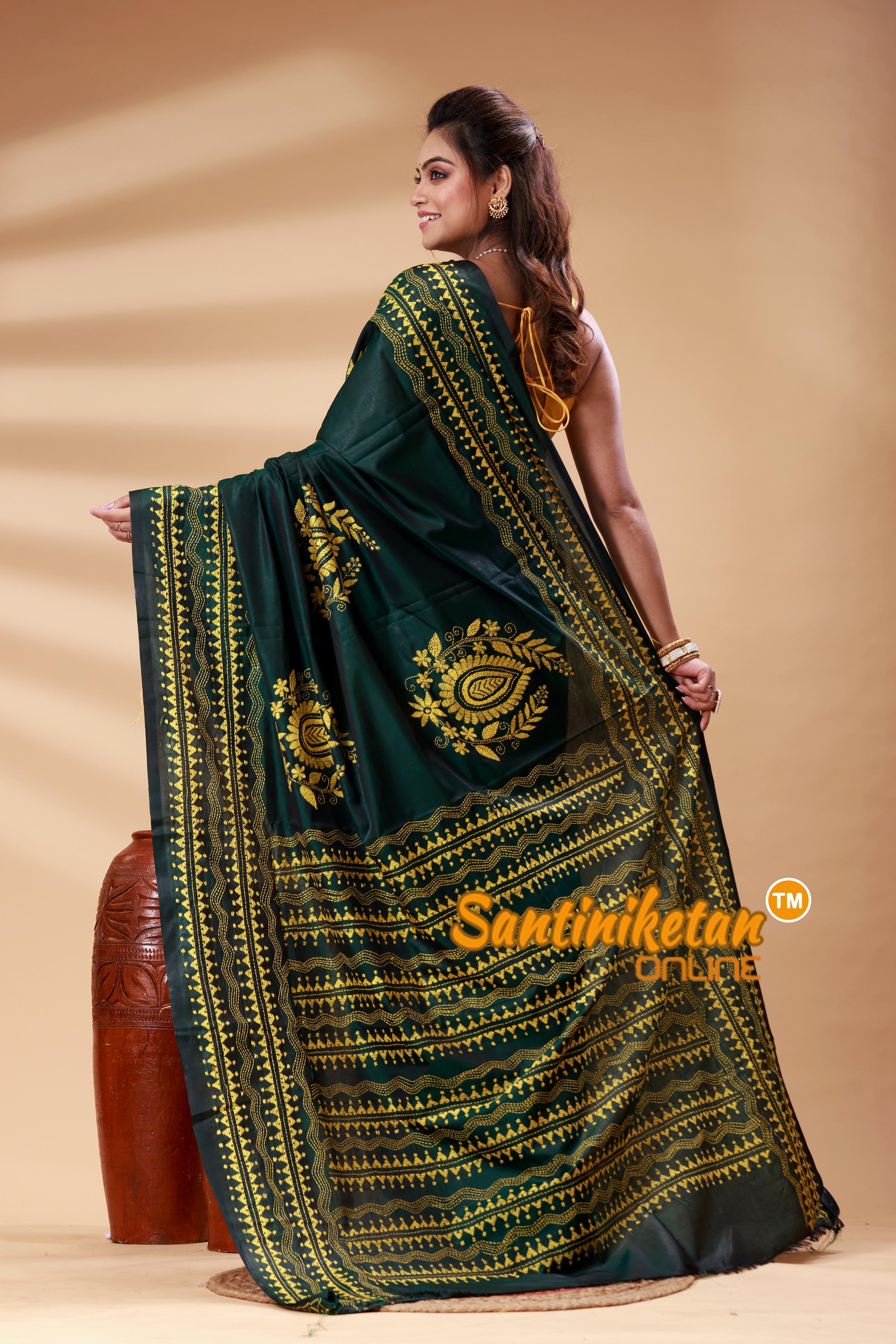 Bangalore Silk Kantha Stitch Saree SN202525225