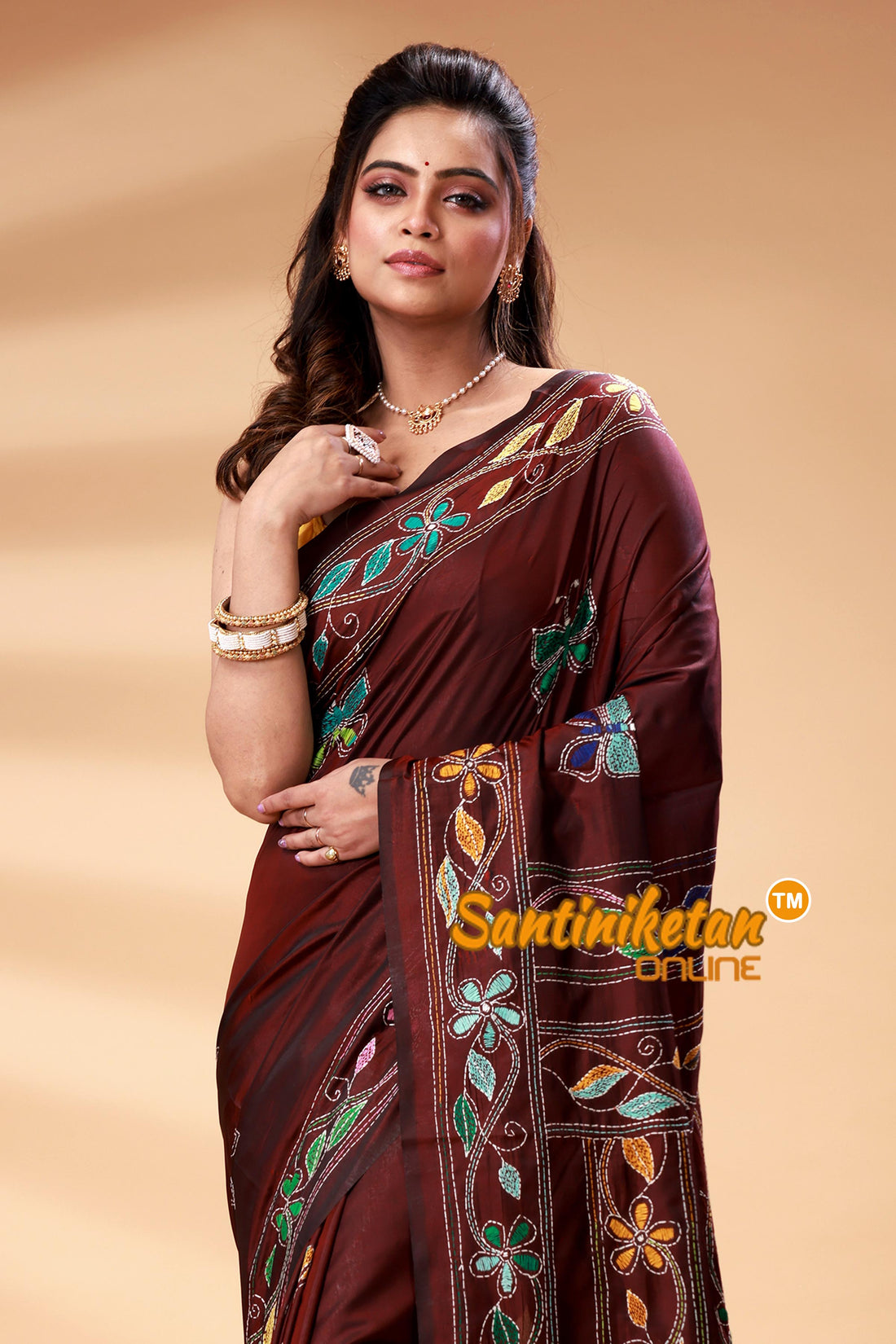 Bangalore Silk Kantha Stitch Saree SN202525231