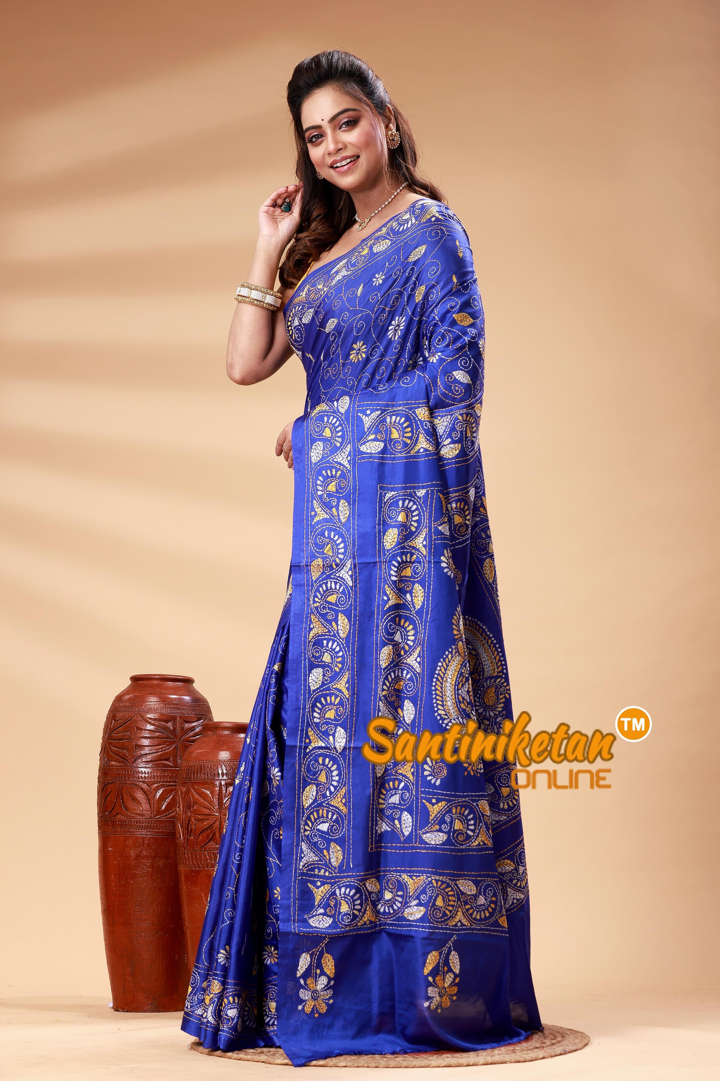 Bangalore Silk Kantha Stitch Saree SN202525243