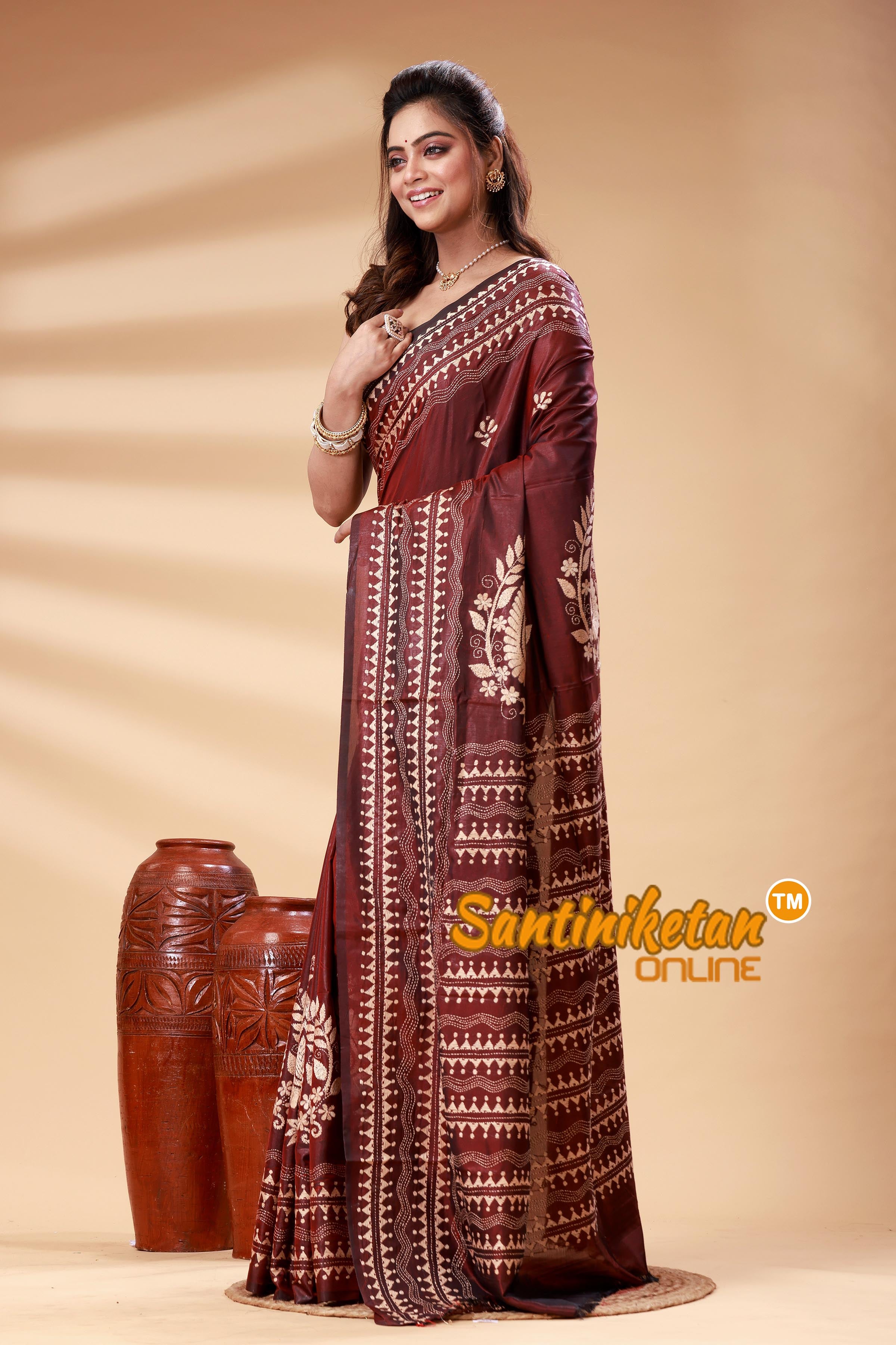 Bangalore Silk Kantha Stitch Saree SN202525322