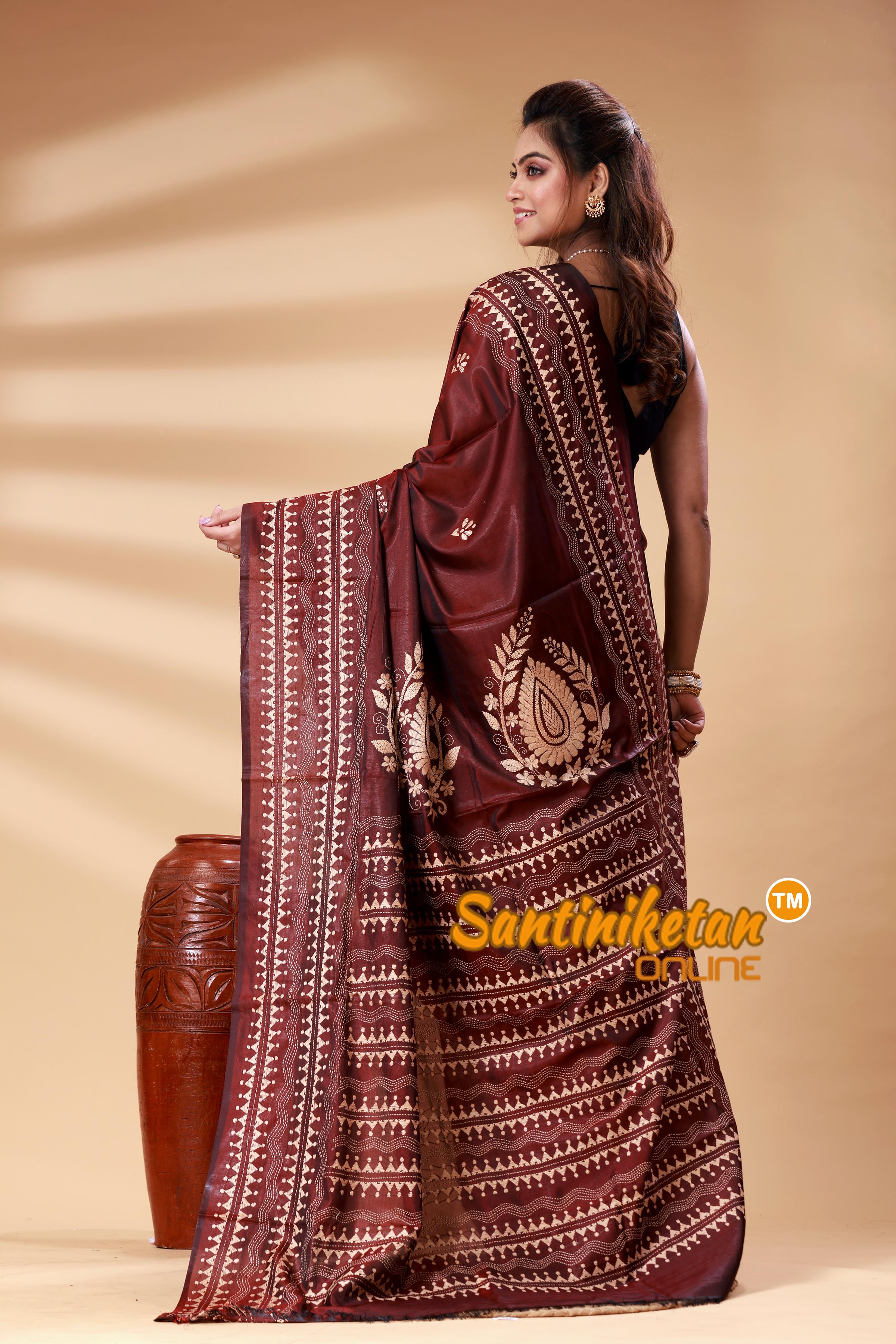 Bangalore Silk Kantha Stitch Saree SN202525322