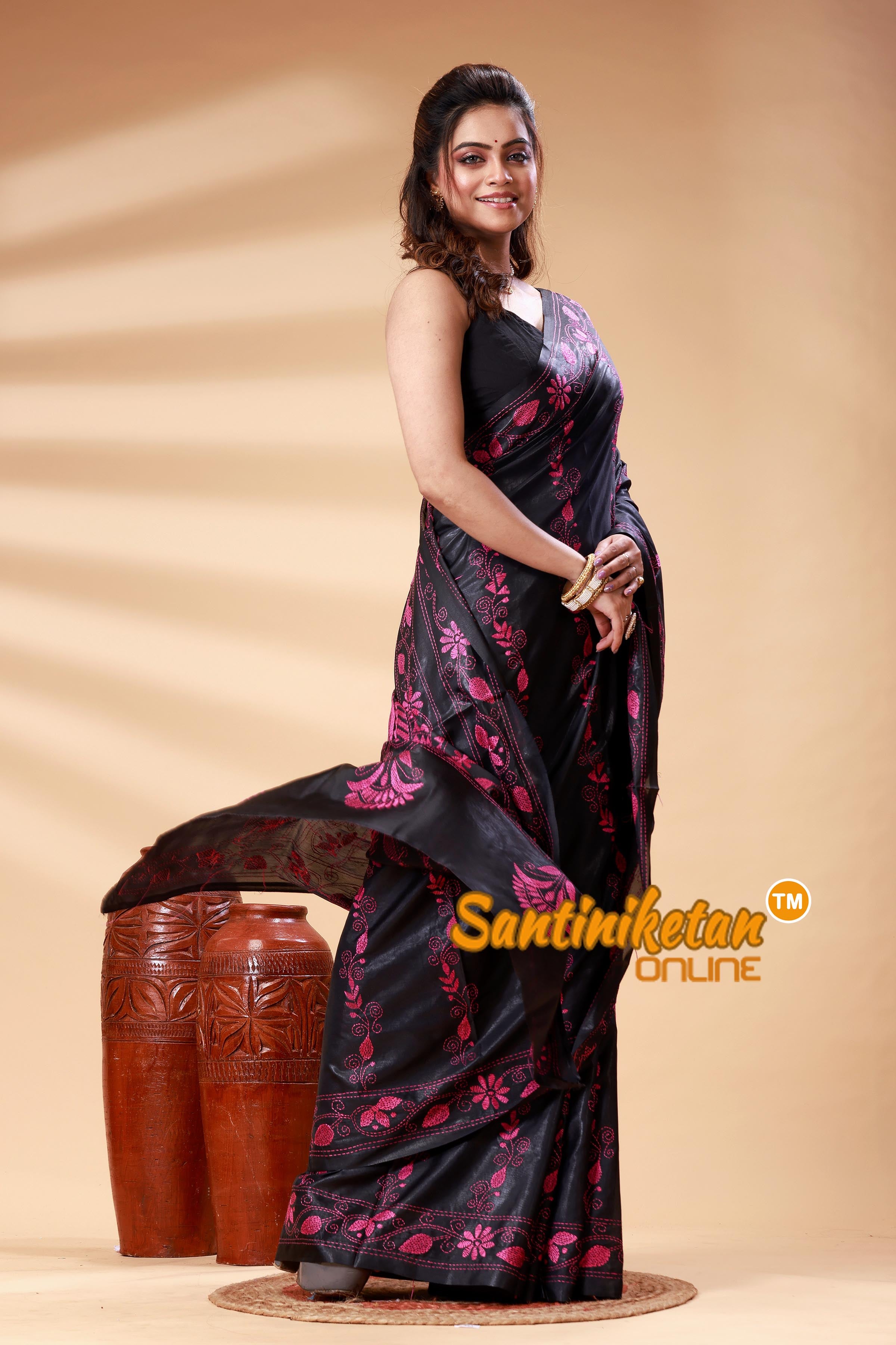 Bangalore Silk Kantha Stitch Saree SN202525328