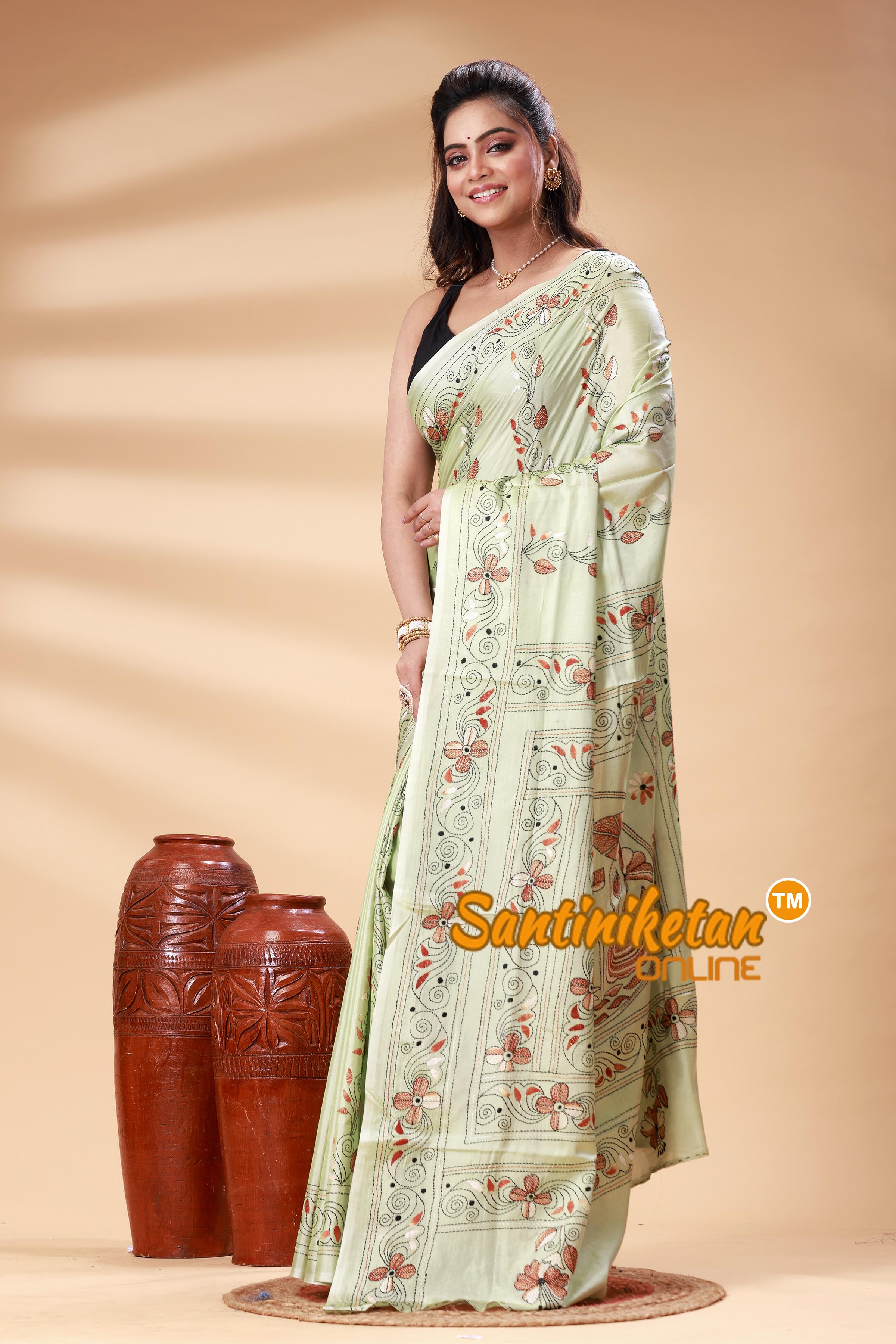 Bangalore Silk Kantha Stitch Saree SN202525371