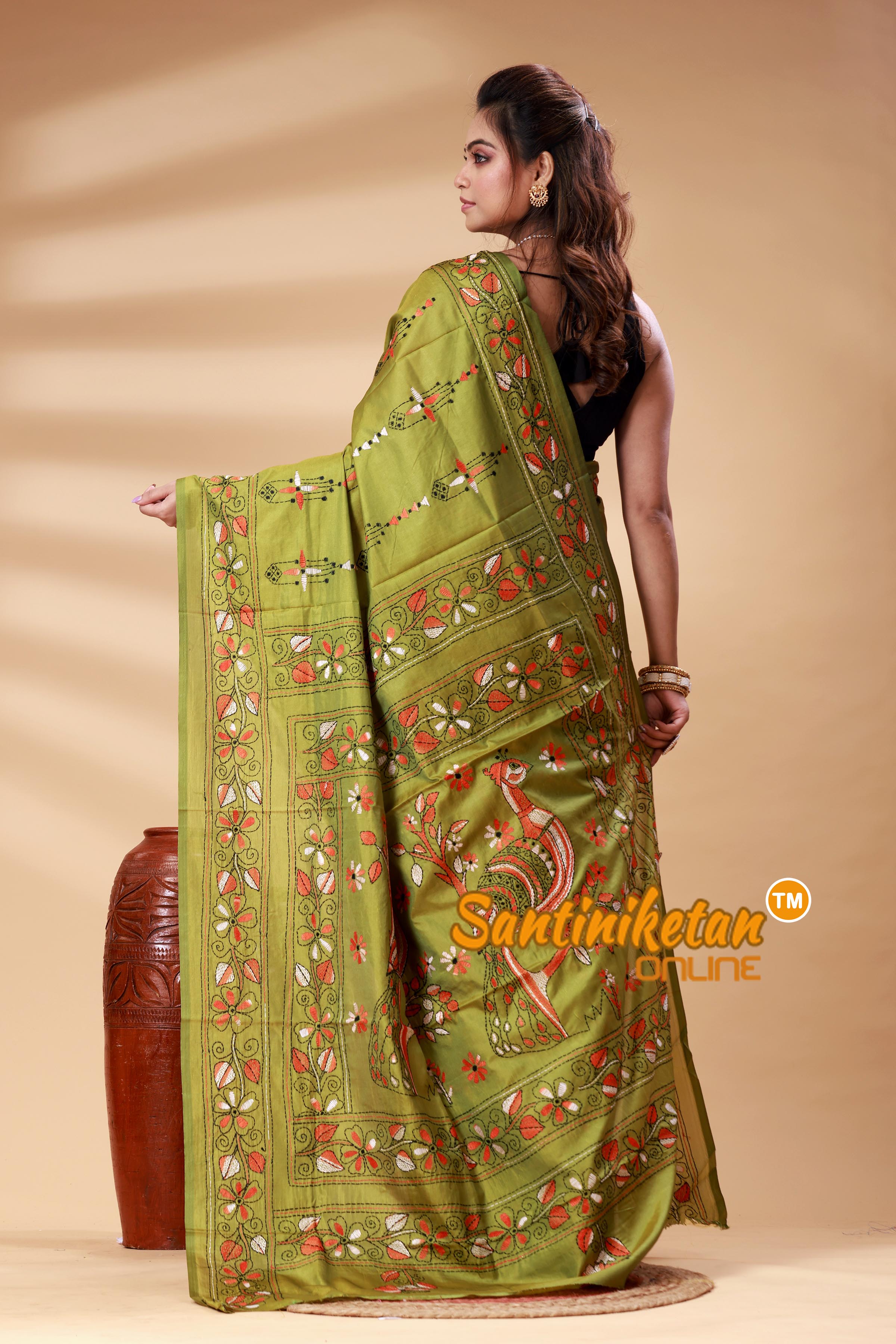 Bangalore Silk Kantha Stitch Saree SN202525383