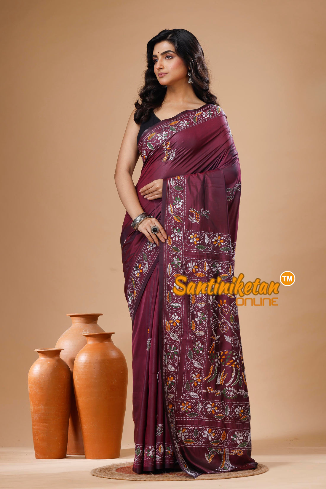 Bangalore Silk Kantha Stitch Saree SN202625501