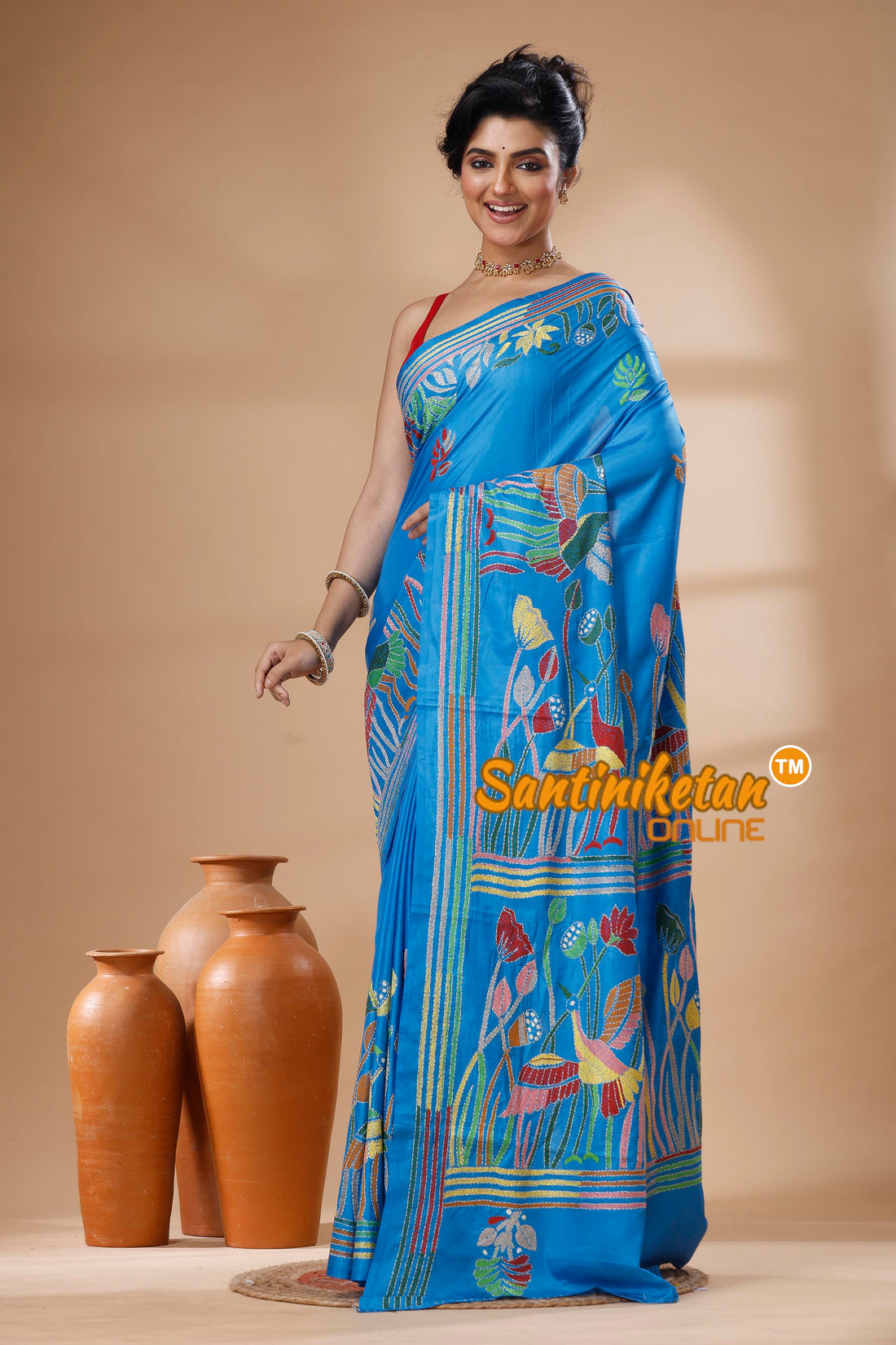 Bangalore Silk Kantha Stitch Saree SN202625558