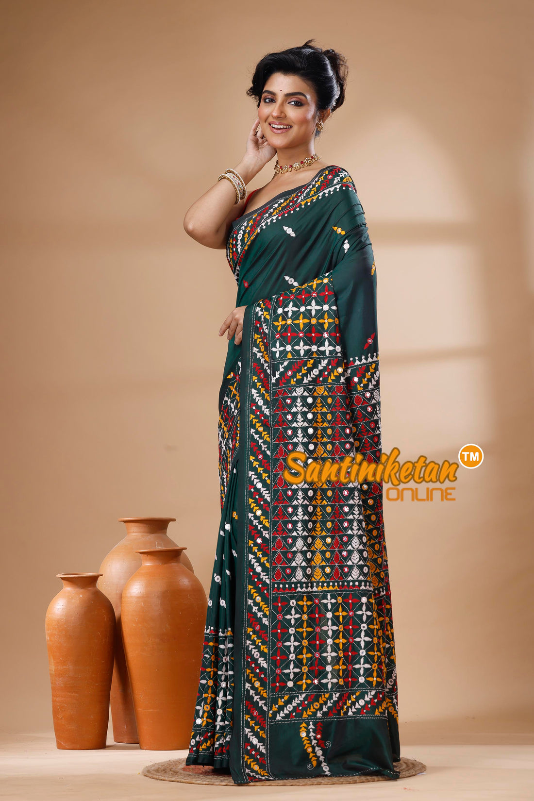 Bangalore Silk Kantha Stitch Saree SN202625613