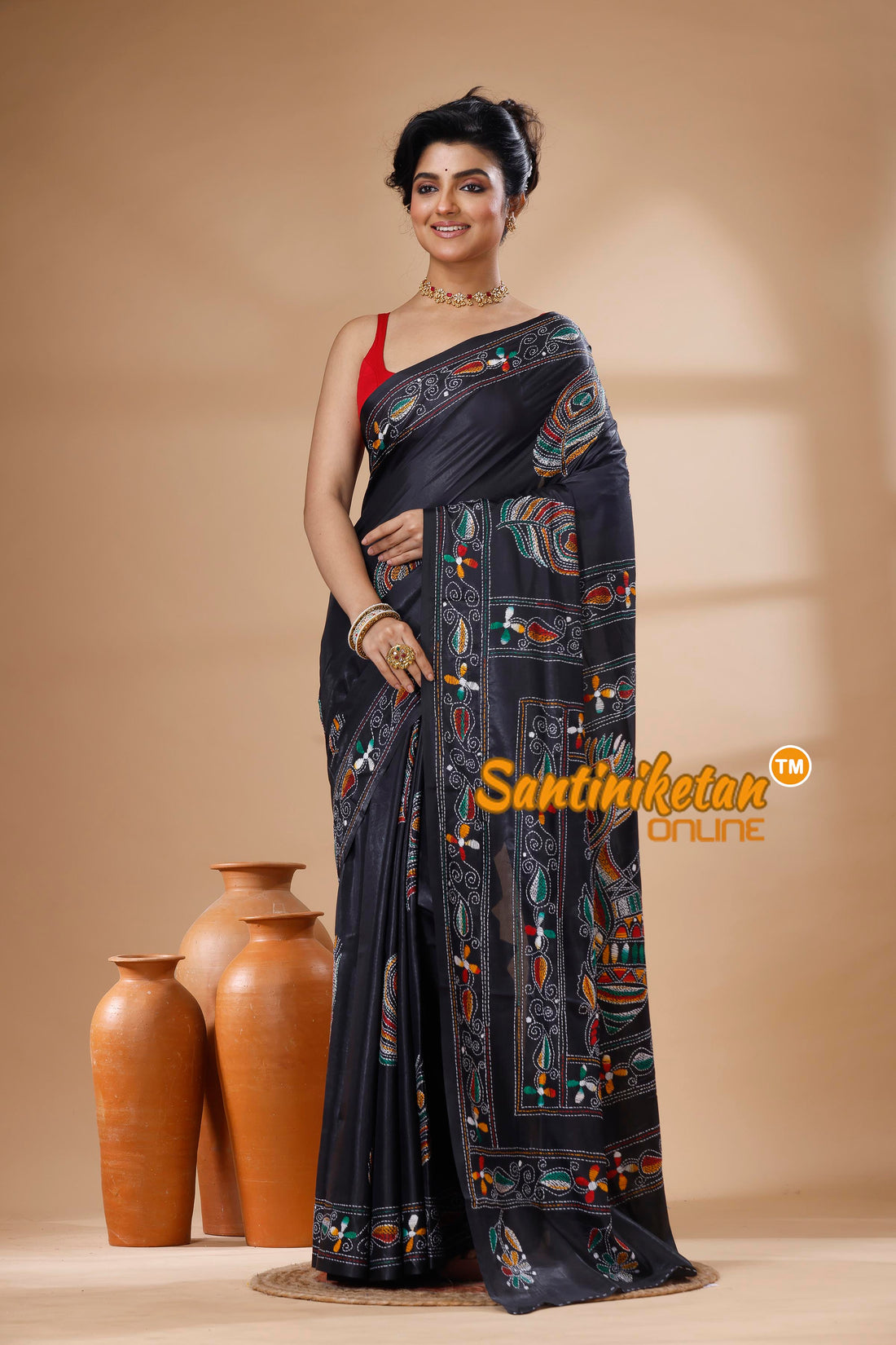 Bangalore Silk Kantha Stitch Saree SN202625619